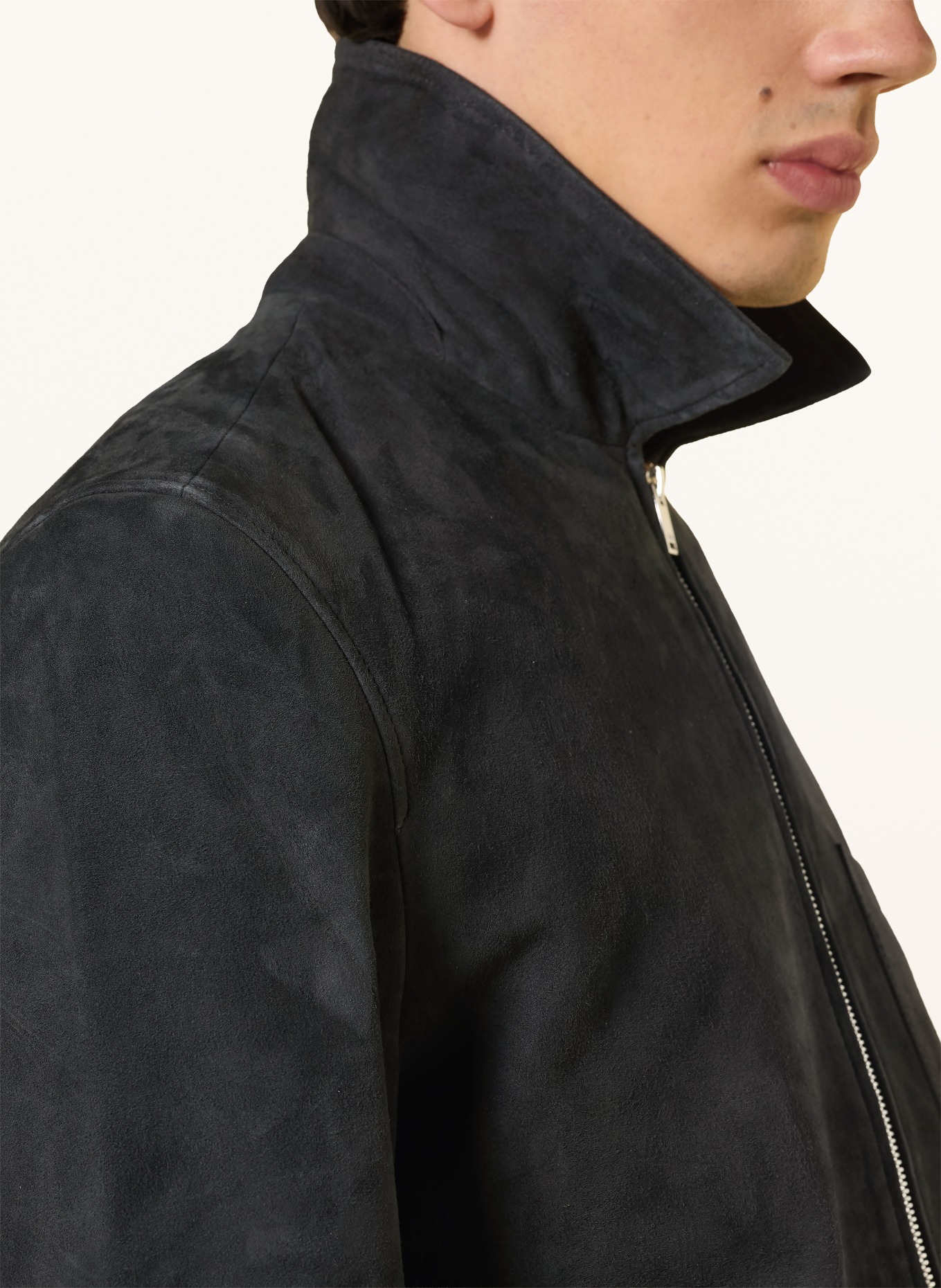 DRYKORN Veste en cuir JERSON: BLEU FONCÉ