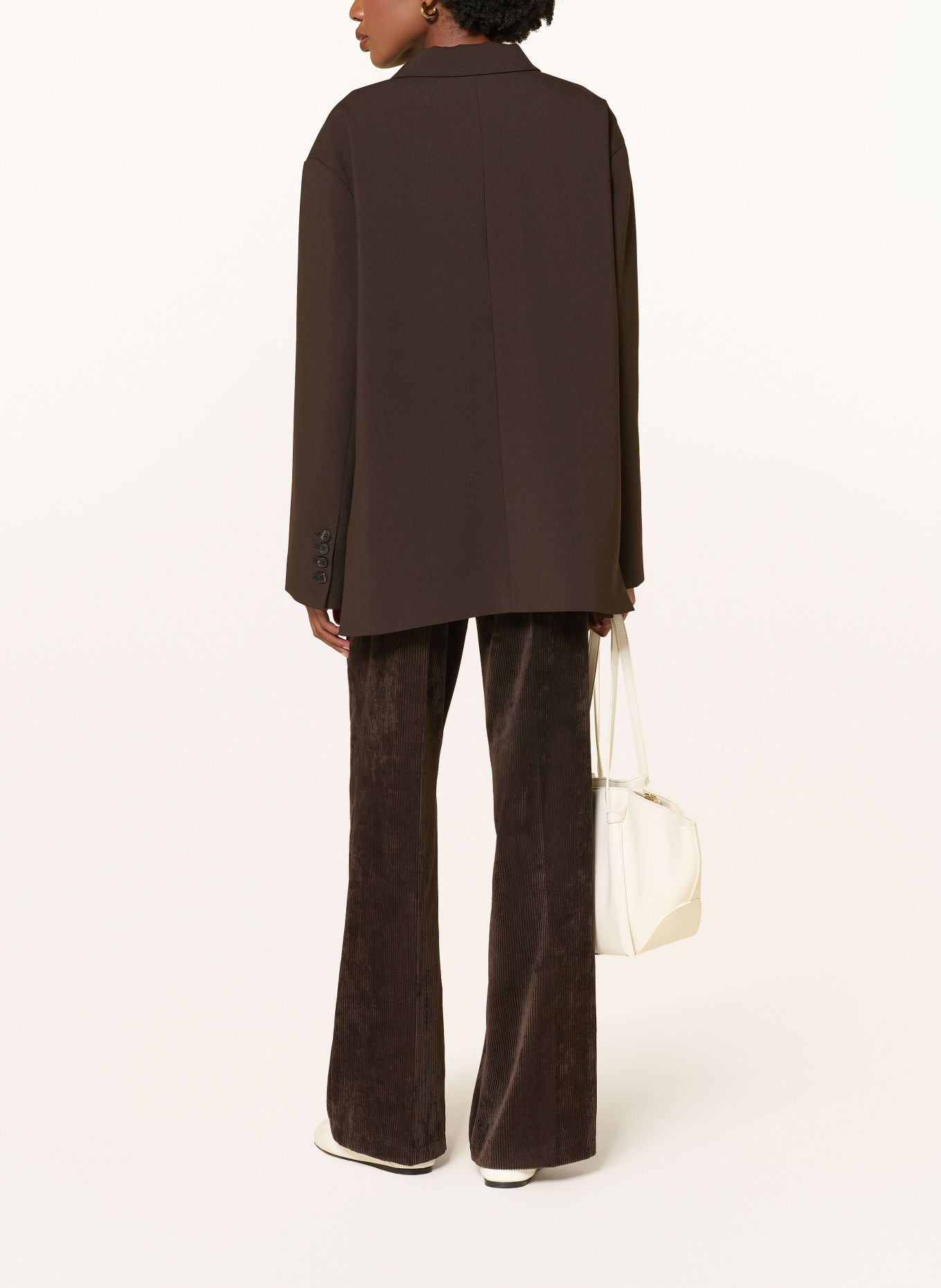 CAMBIO Wide leg trousers AMELIE made of corduroy: DARK BROWN