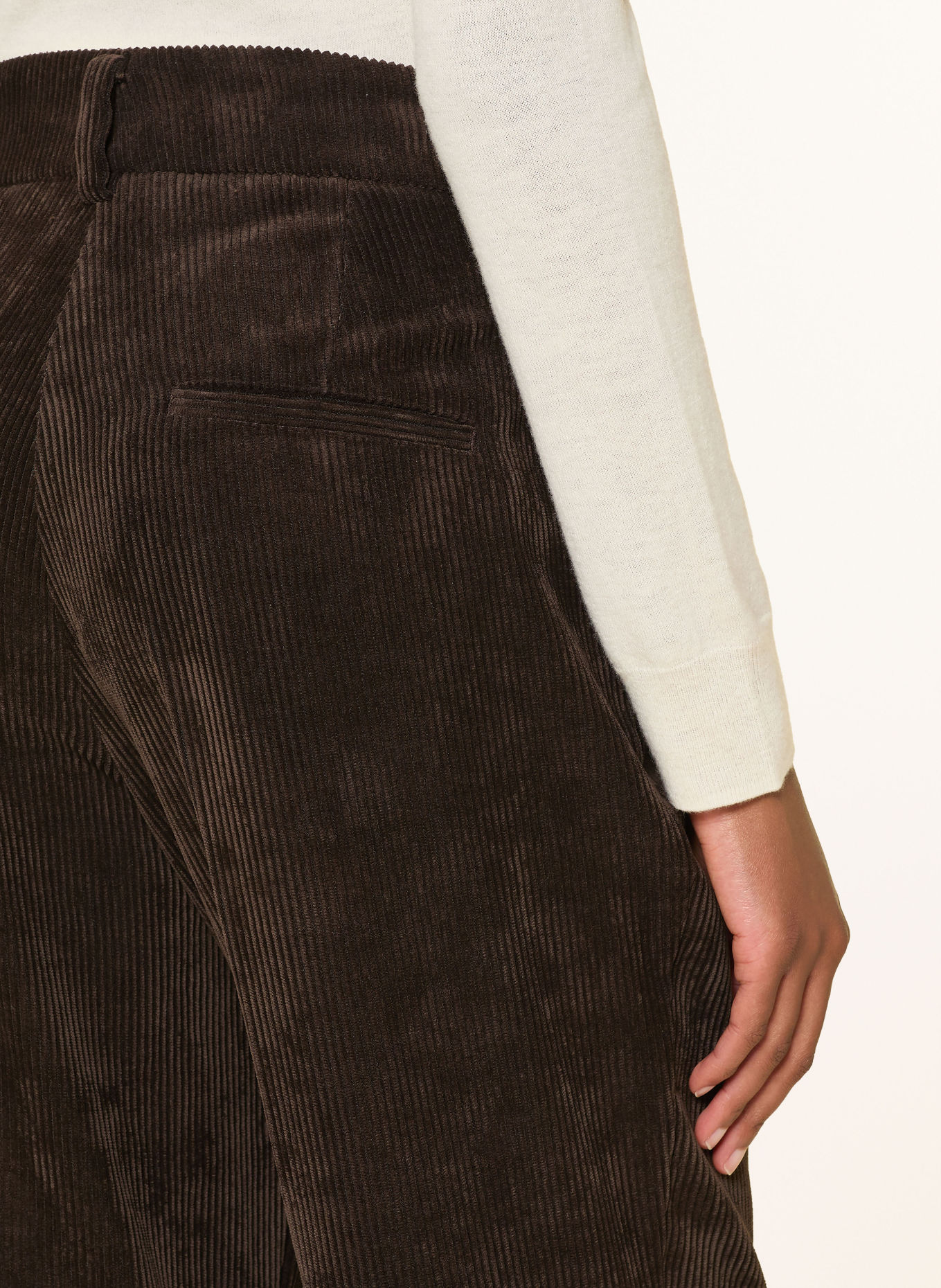 CAMBIO Wide leg trousers AMELIE made of corduroy: DARK BROWN