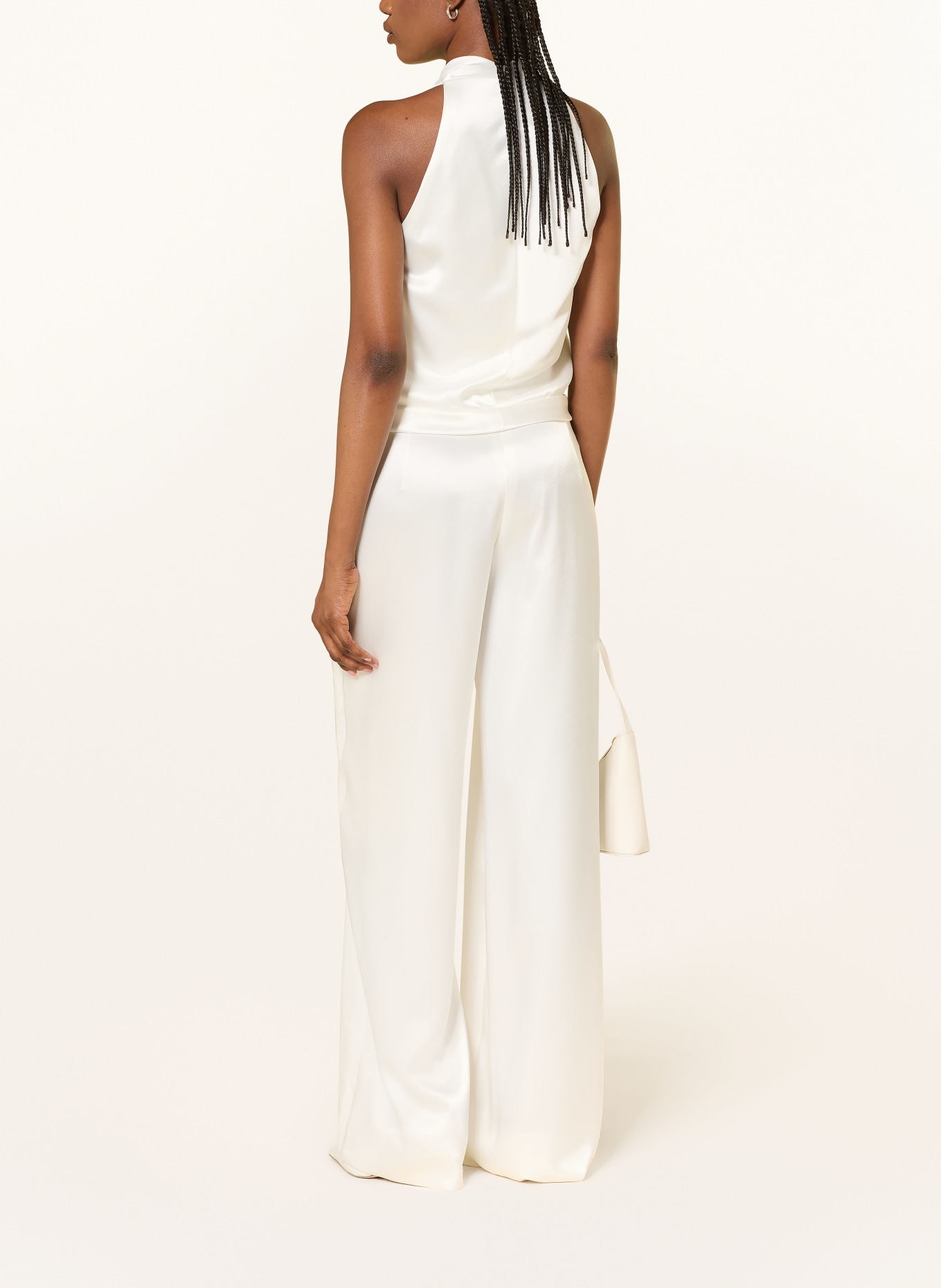 TALBOT RUNHOF Satin blouse top with a wrap look: WHITE