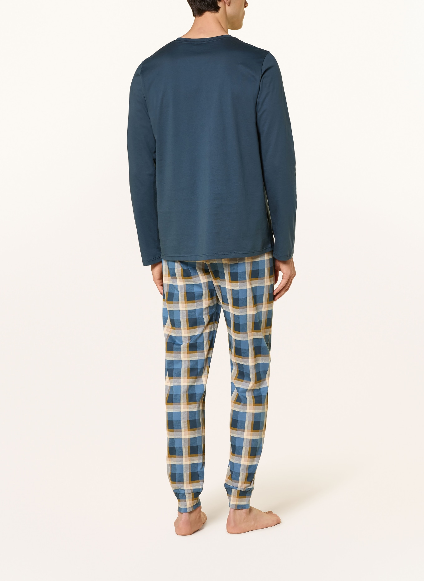 SCHIESSER Pyjama CASUAL ESSENTIALS: BLEU GRIS / ÉCRU / OLIVE