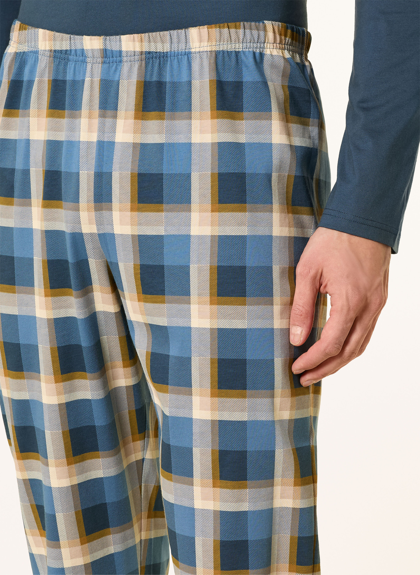 SCHIESSER Pyjama CASUAL ESSENTIALS: BLEU GRIS / ÉCRU / OLIVE