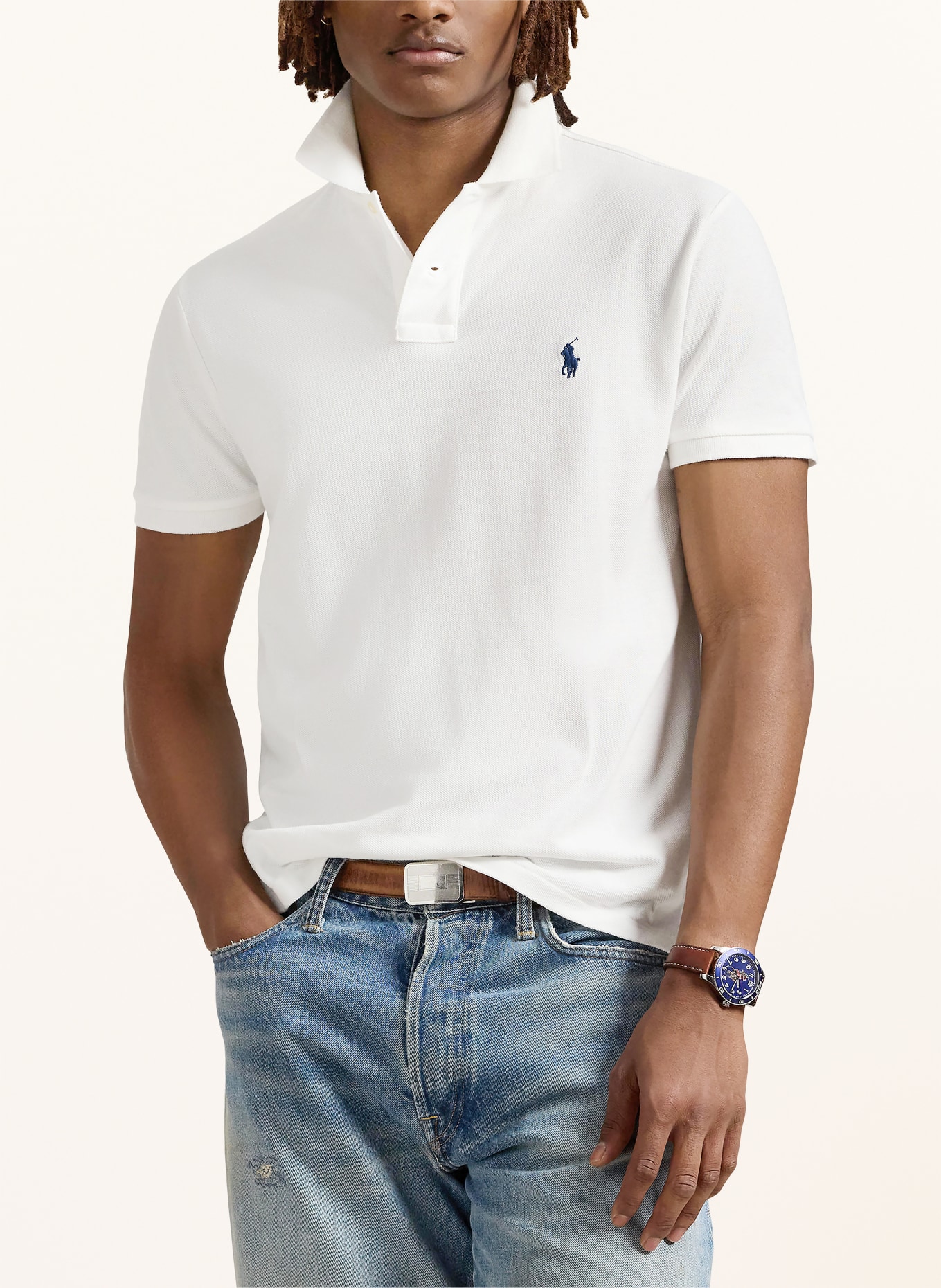 POLO RALPH LAUREN Piqué poloshirt Custom Slim Fit: WIT