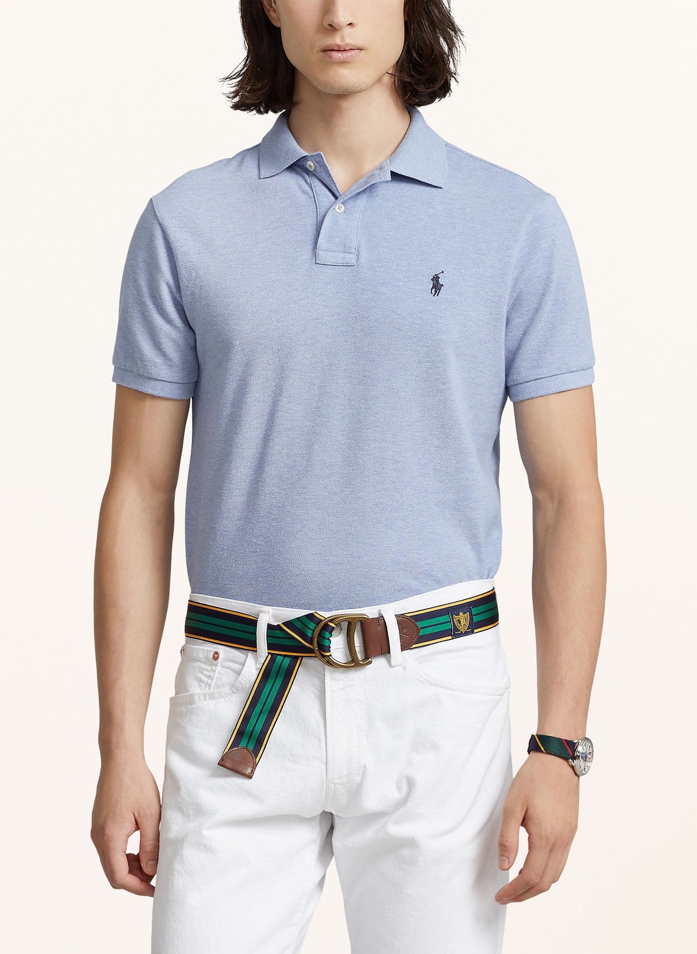 POLO RALPH LAUREN Piqué poloshirt Custom Slim Fit: LICHTBLAUW