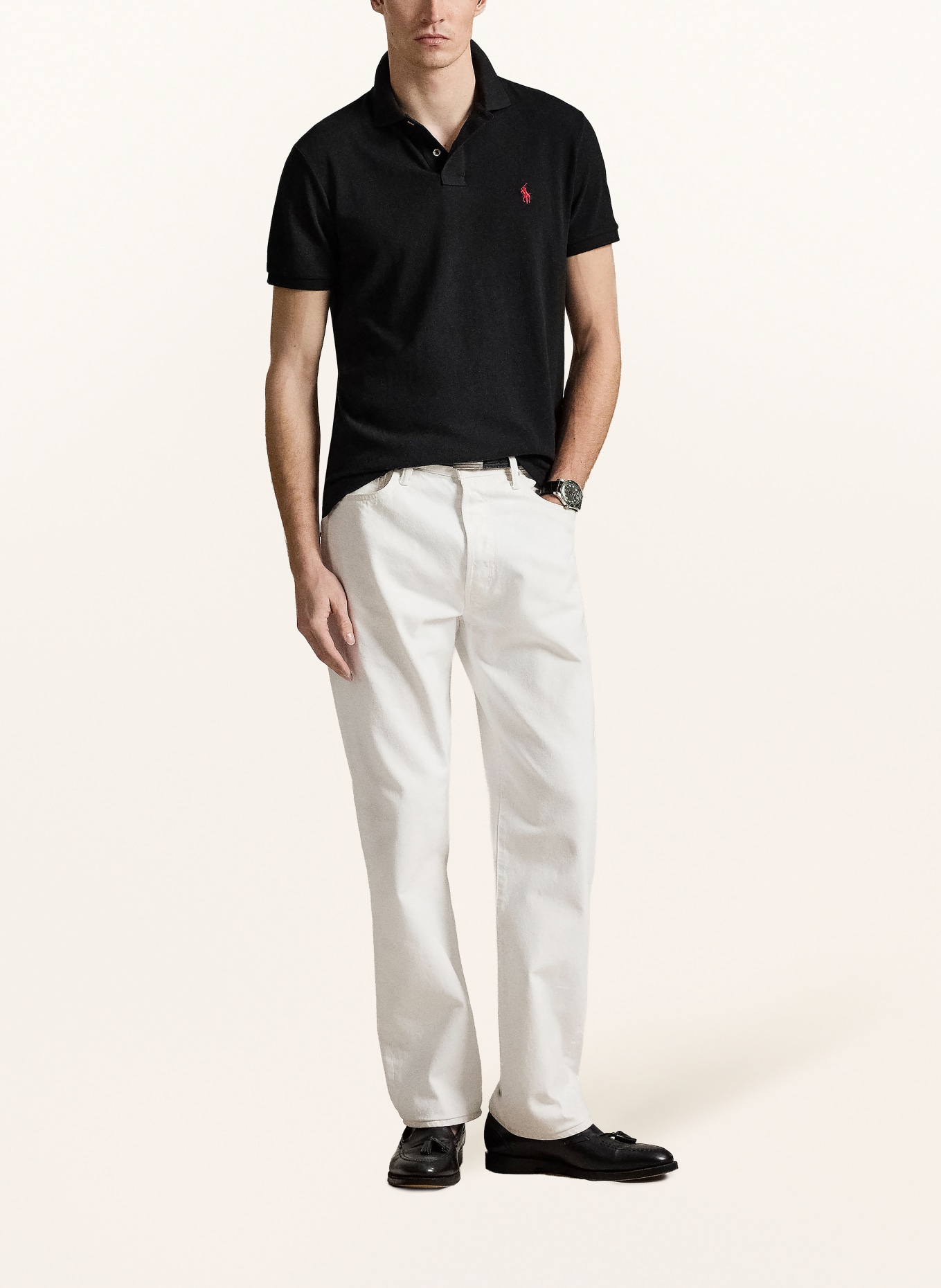POLO RALPH LAUREN Piqué-Poloshirt Custom Slim Fit: SCHWARZ