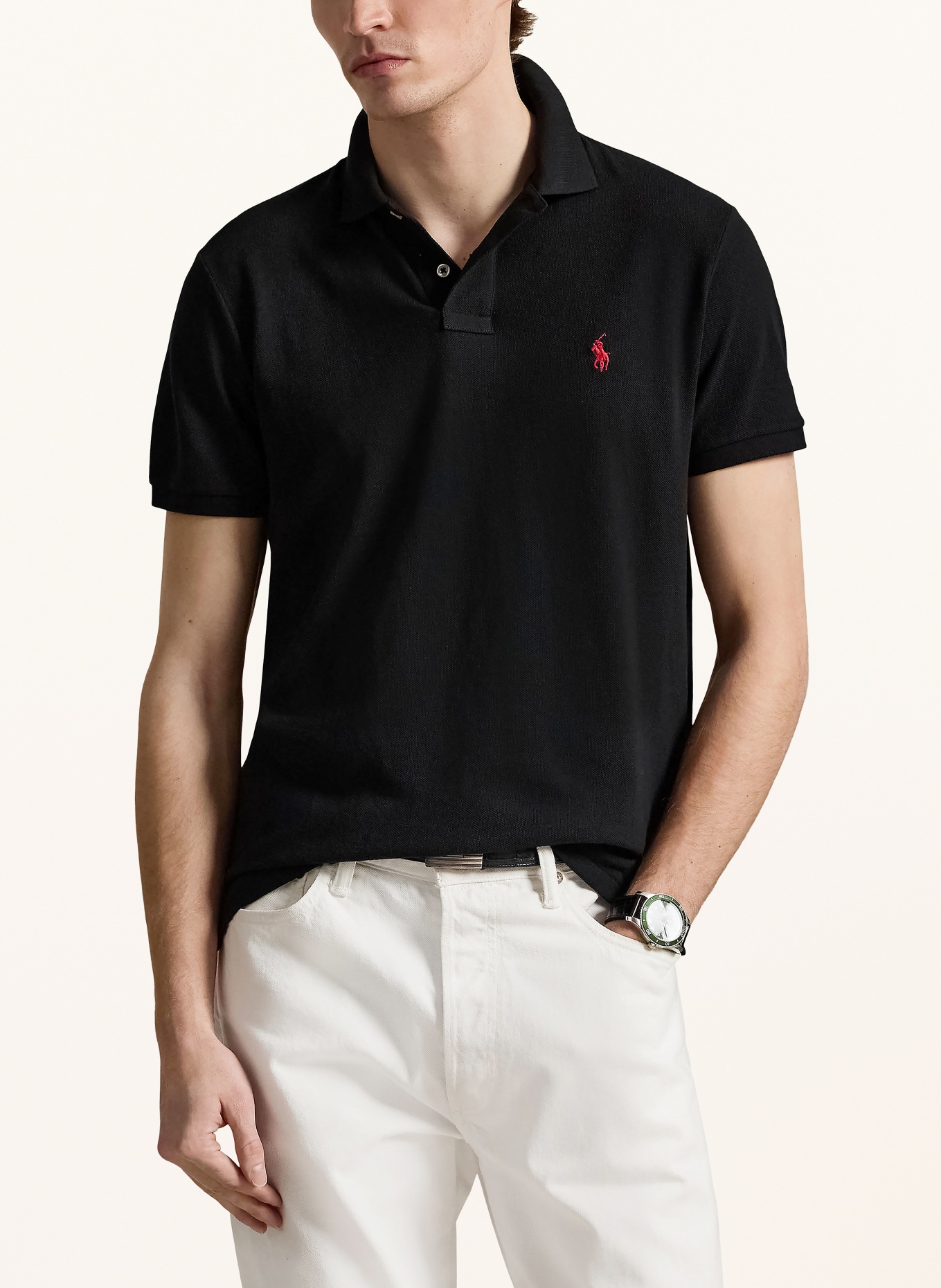 POLO RALPH LAUREN Piqué-Poloshirt Custom Slim Fit: SCHWARZ