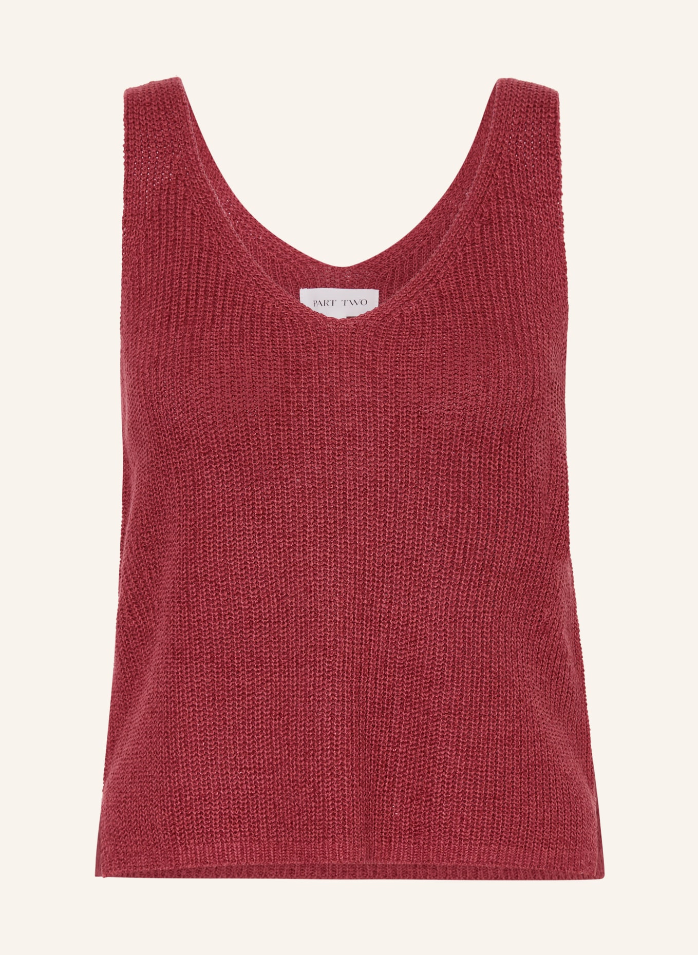 Part Two Knit top REBECCAPW with linen: DARK RED