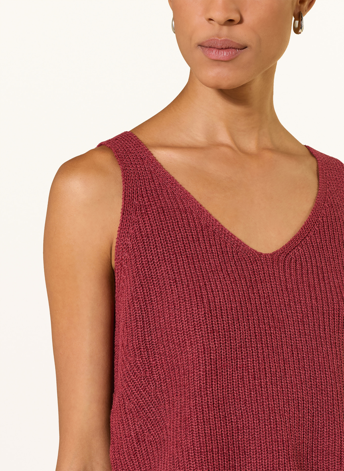 Part Two Knit top REBECCAPW with linen: DARK RED