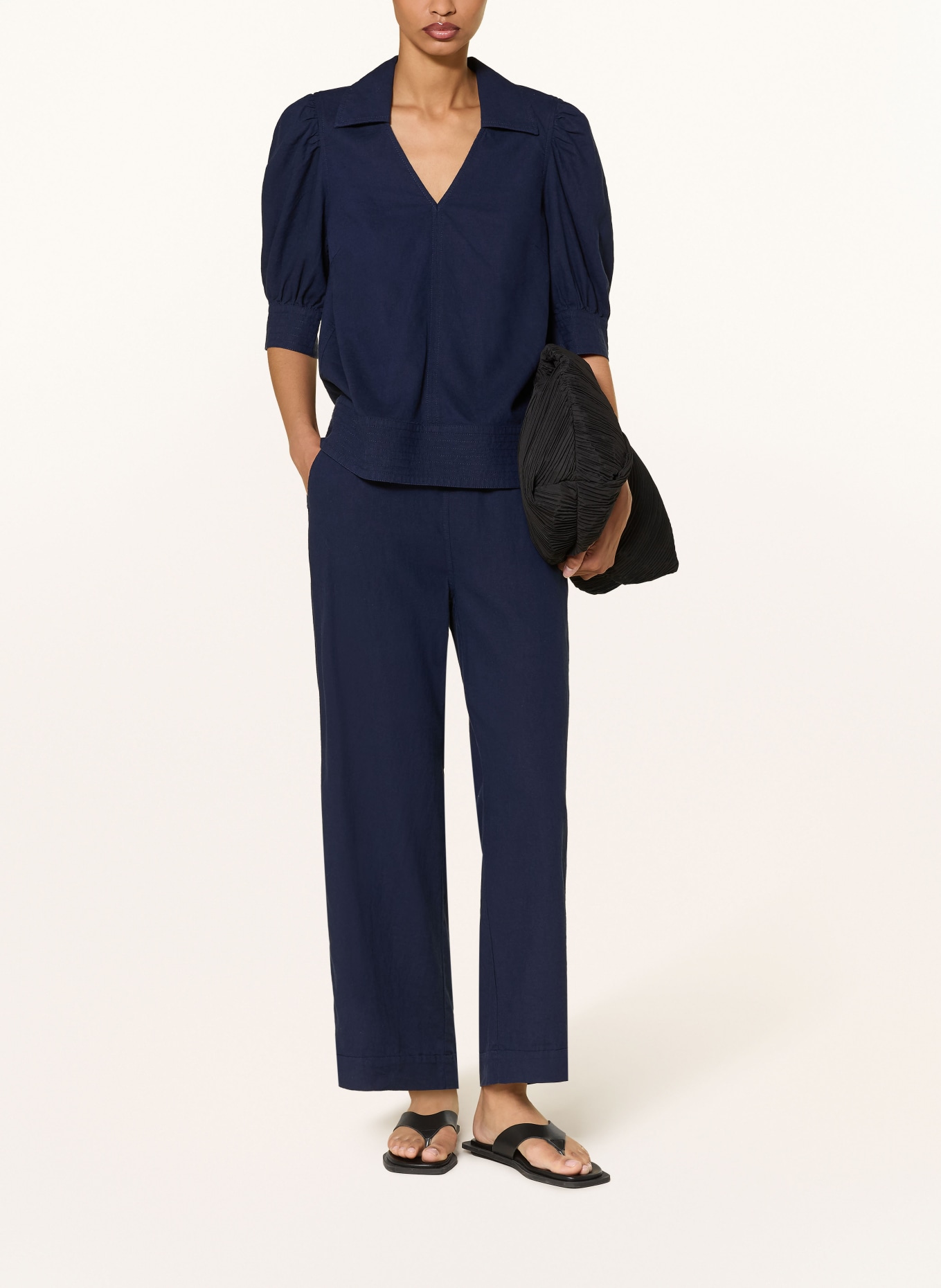 InWear rIMONEIW 7/8 trousers with linen: DARK BLUE