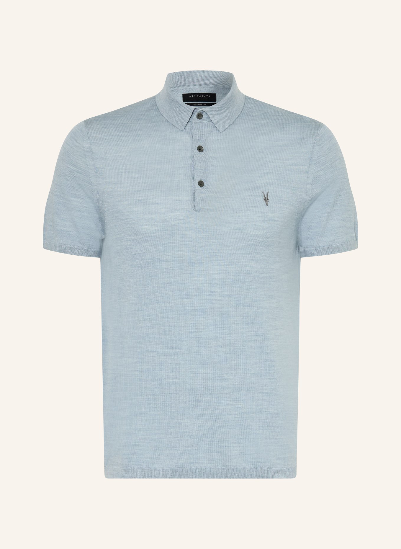 ALLSAINTS Knitted polo shirt MODE MERINO made from merino wool: BLUE
