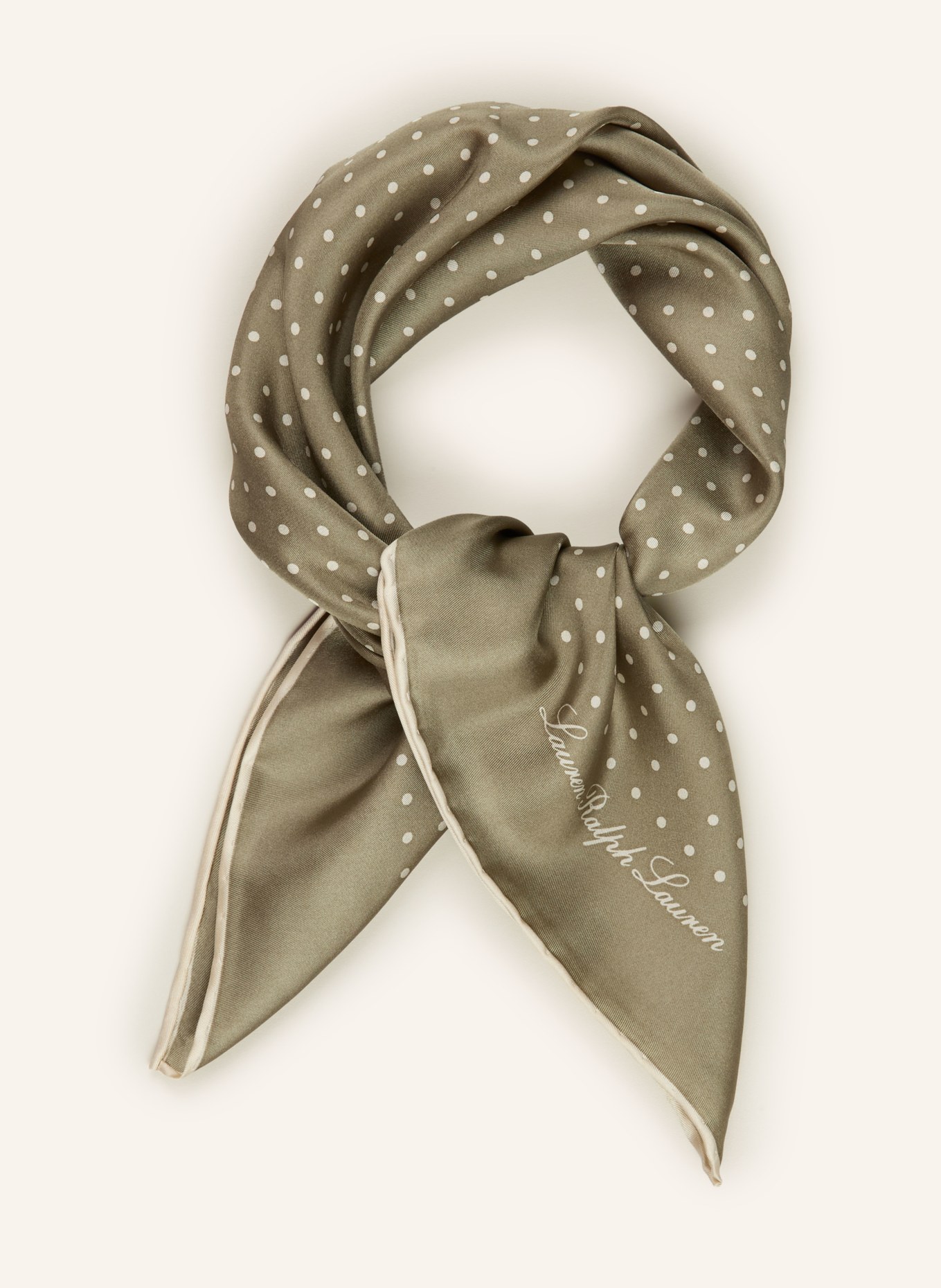 LAUREN RALPH LAUREN Silk scarf: KHAKI / CREAM
