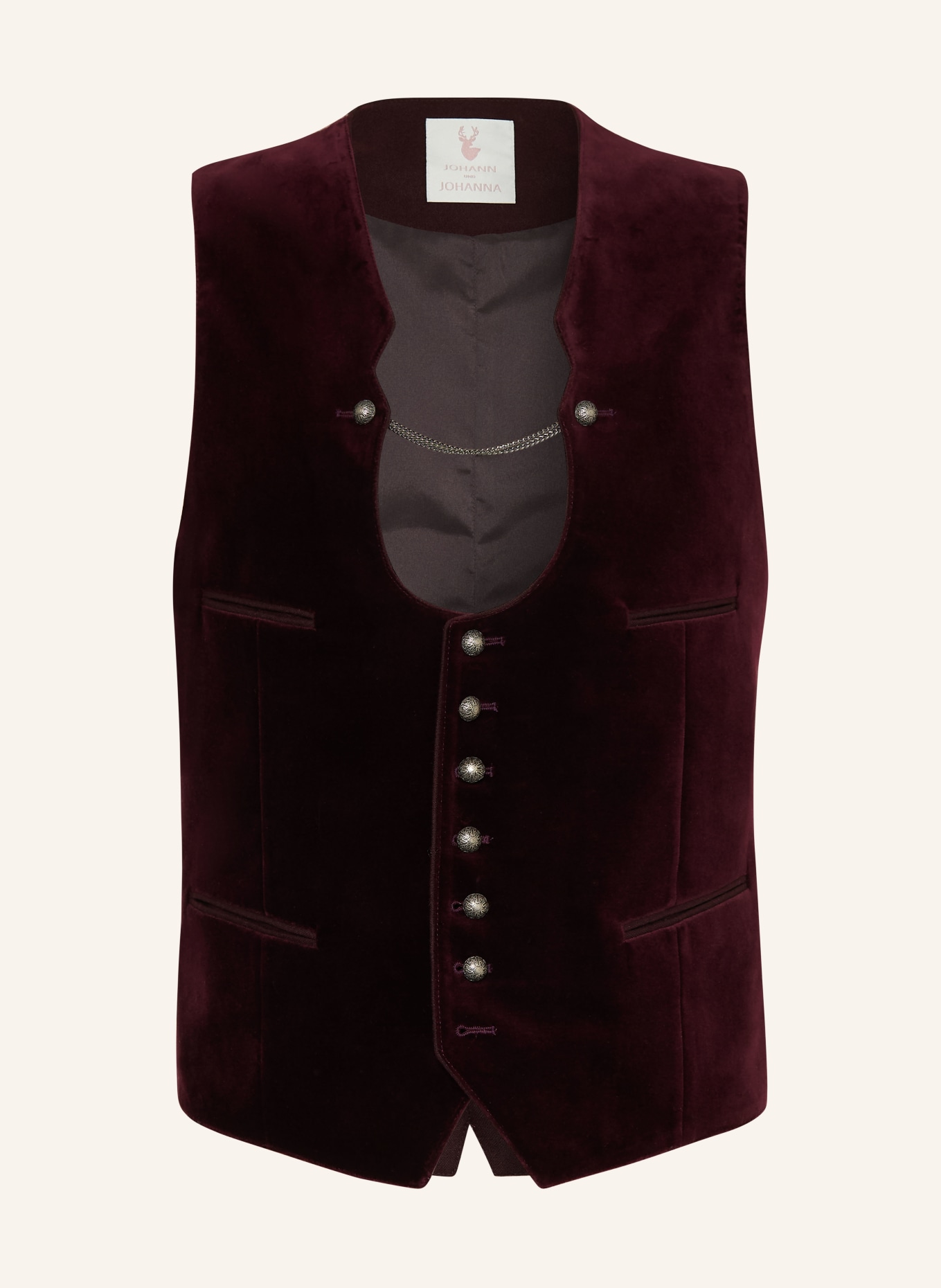 Johann & Johanna Traditional velvet vest: DARK RED / BROWN