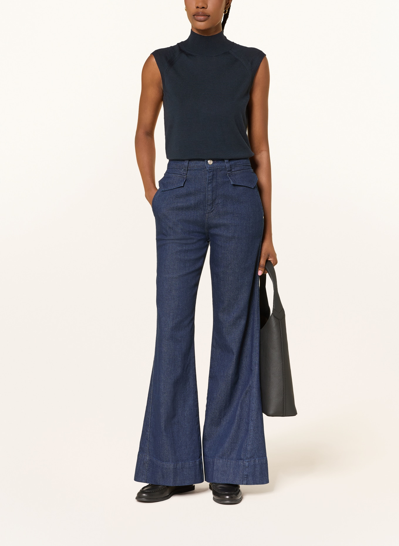 BOSS Top en maille FIPINI: BLEU FONCÉ