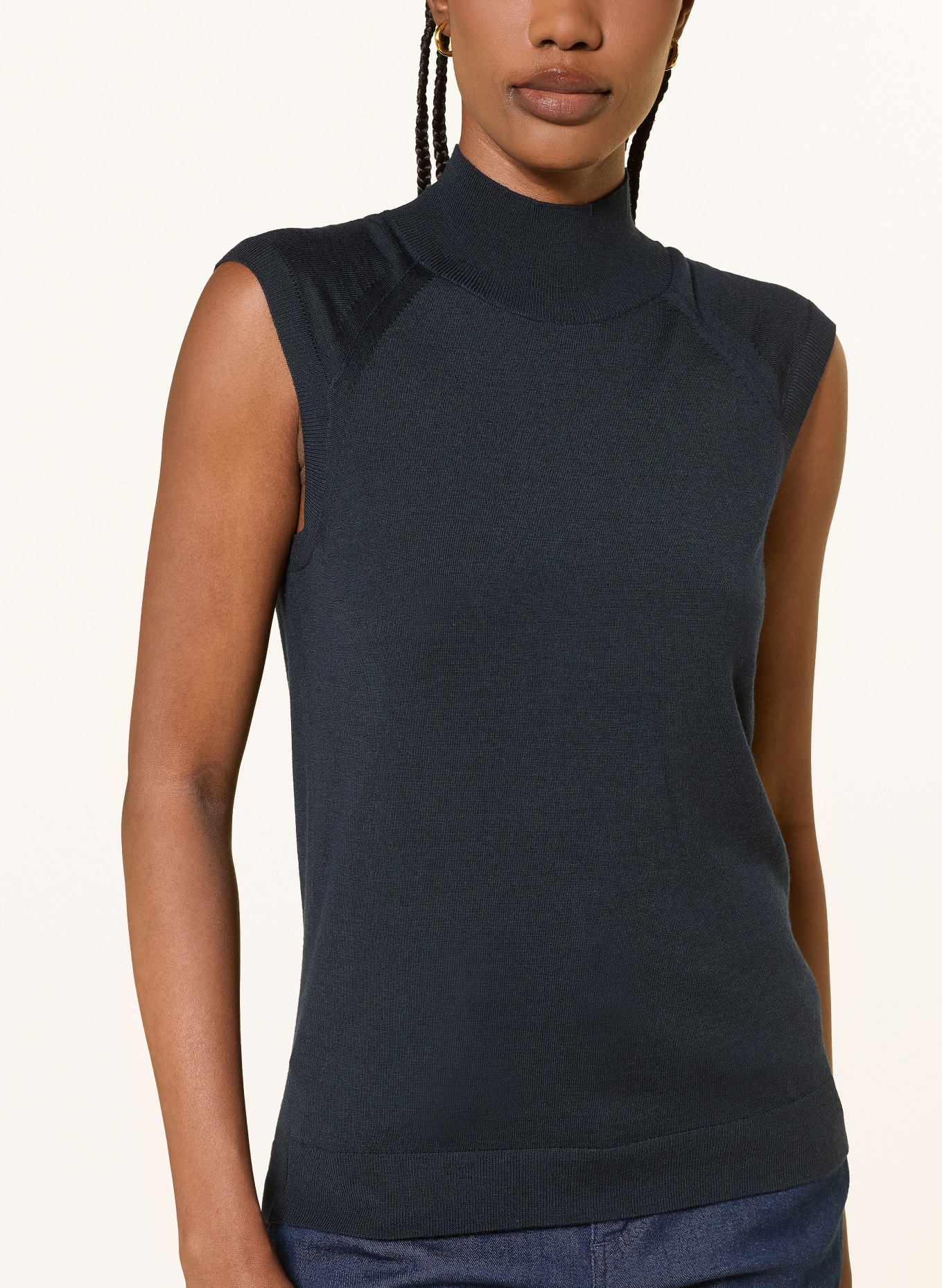 BOSS Top en maille FIPINI: BLEU FONCÉ