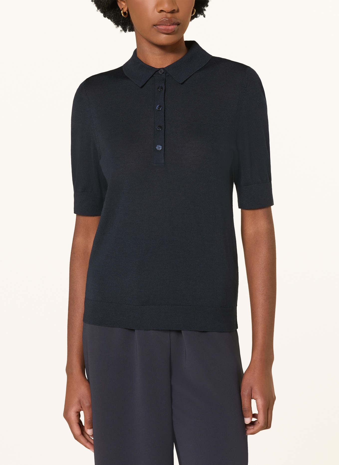 BOSS Poloshirt FIDENKA aus Merinowolle: SCHWARZ