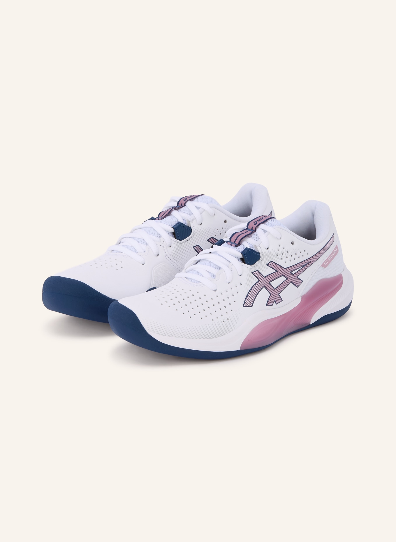 ASICS Chaussures de tennis GEL-CHALLENGER 15: BLANC / VIEUX ROSE / BLEU FONCÉ