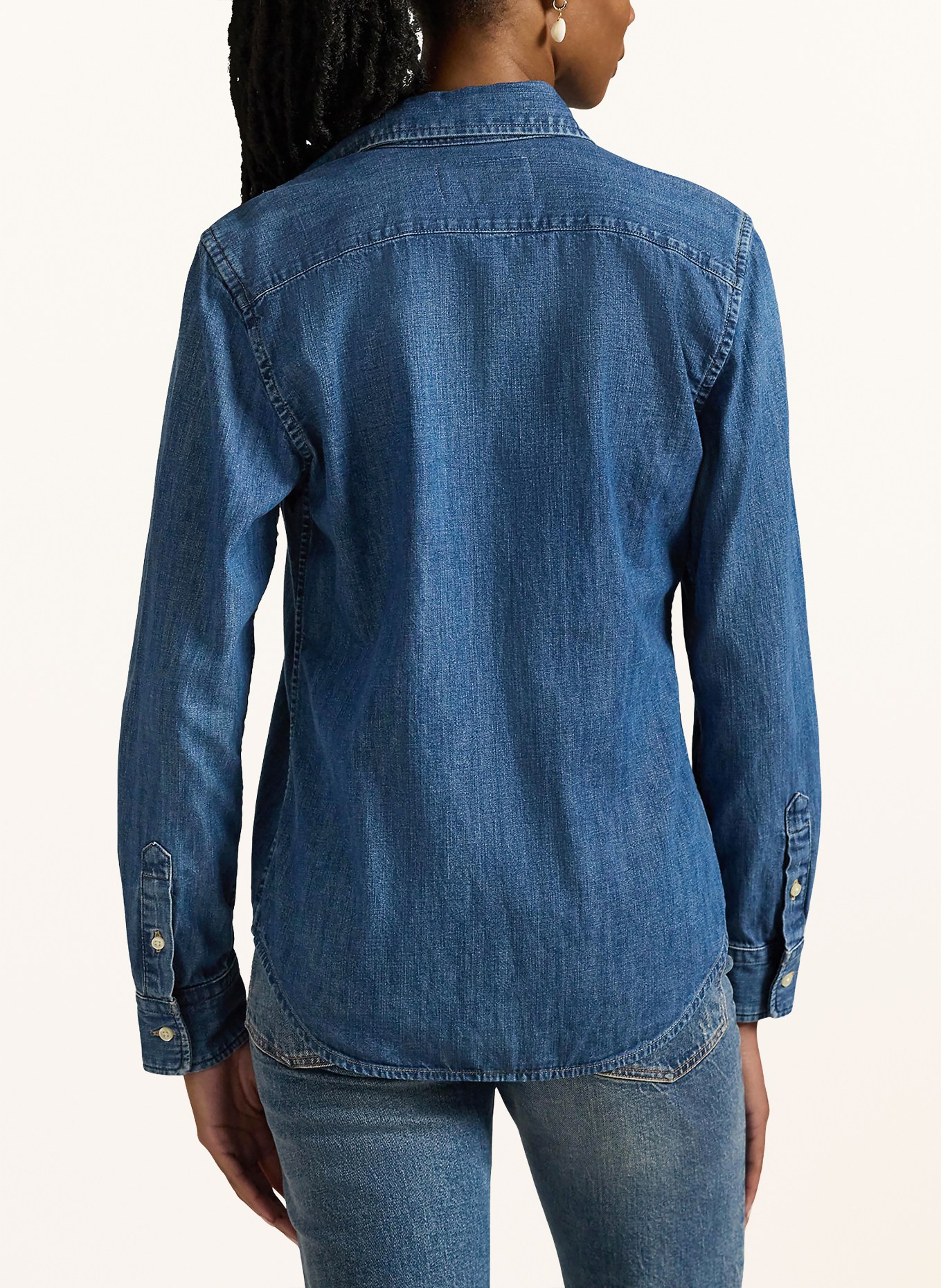 POLO RALPH LAUREN Overhemdblouse in jeanslook: BLAUW