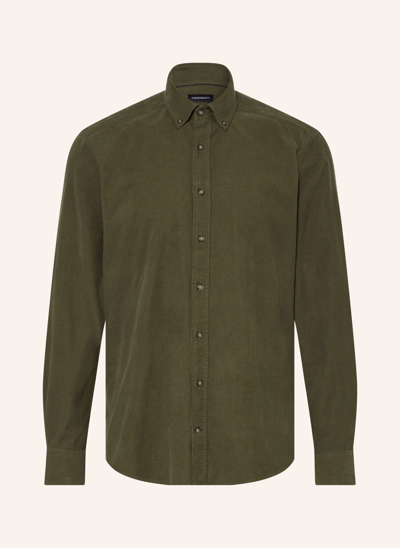 STROKESMAN'S Chemise en velours côtelé coupe regular: OLIVE