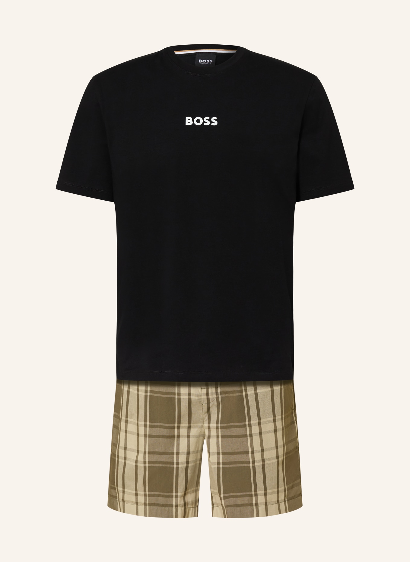 BOSS Shorty-pyjamas EASY SHORT med presentförpackning: KHAKI / LJUSGRÖN / SVART
