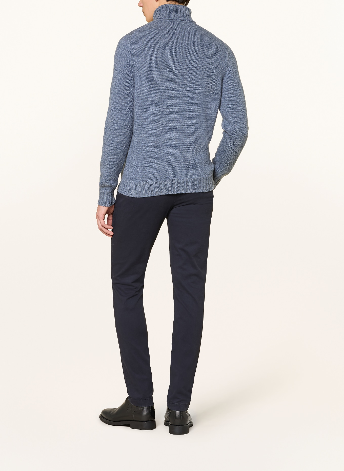 FEDELI Turtleneck sweater with cashmere: BLUE GRAY