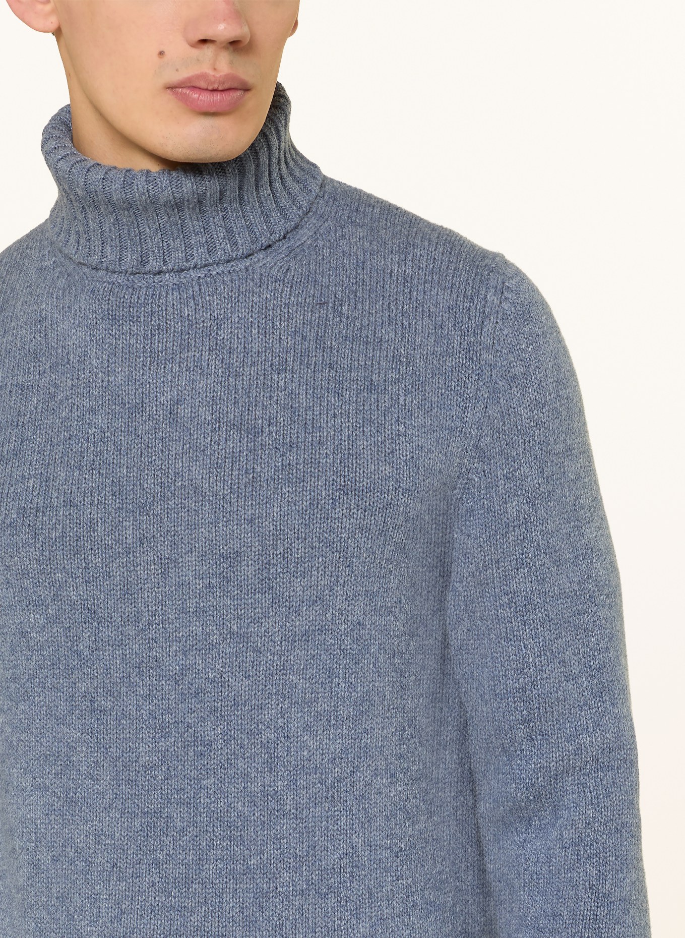 FEDELI Turtleneck sweater with cashmere: BLUE GRAY