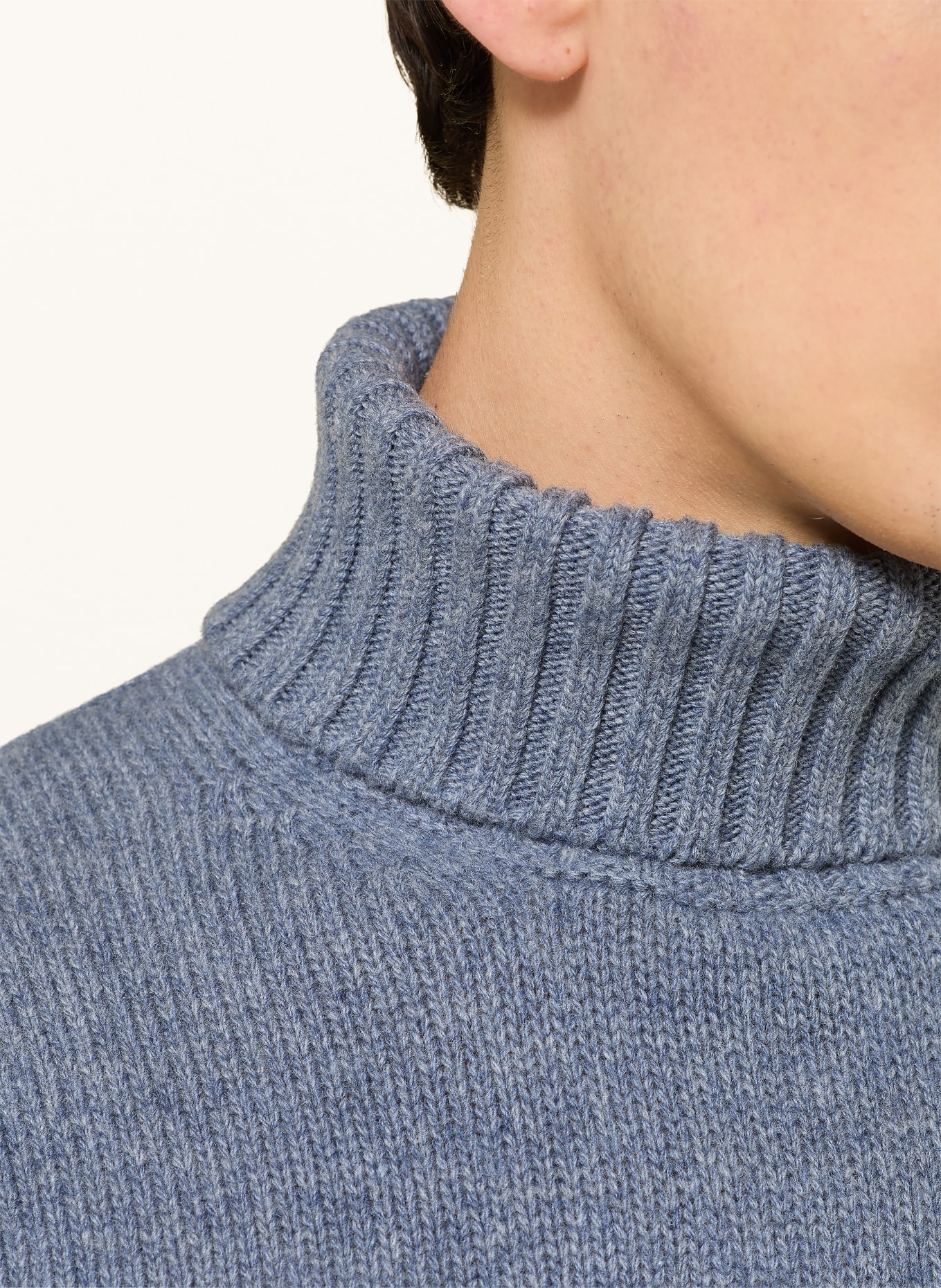 FEDELI Turtleneck sweater with cashmere: BLUE GRAY