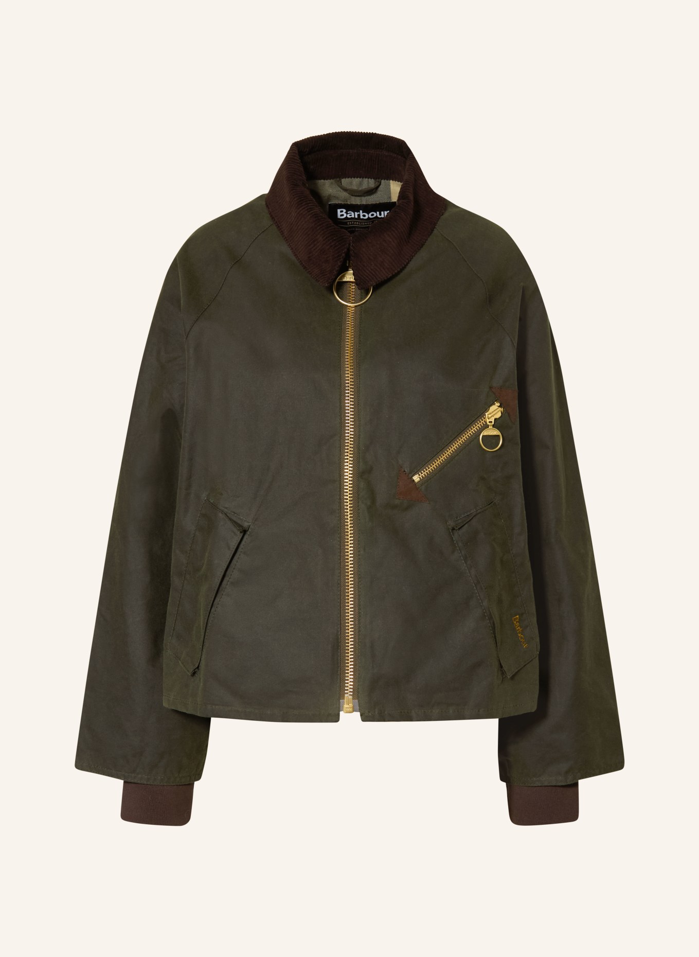 Barbour ARLENE jacket: DARK GREEN / GOLD / DARK BROWN
