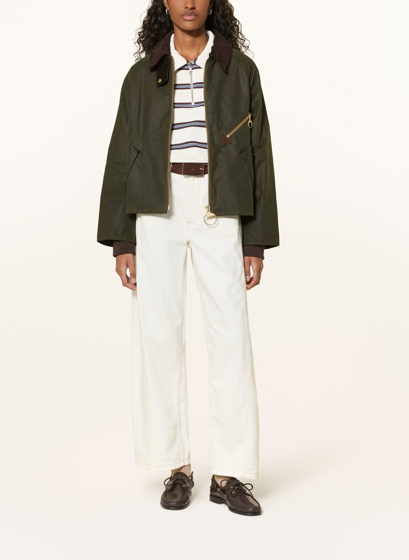 Barbour ARLENE jacket: DARK GREEN / GOLD / DARK BROWN