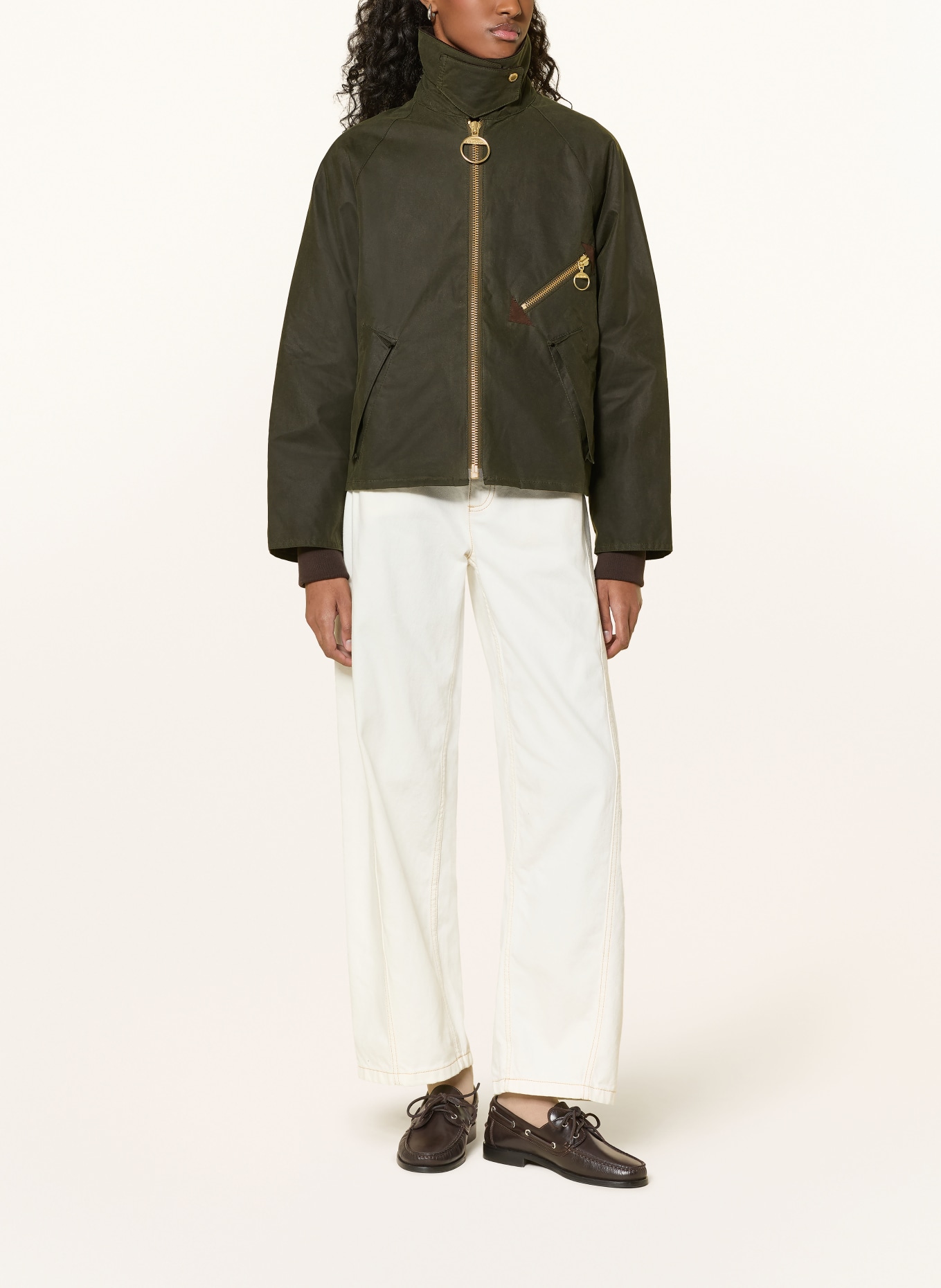 Barbour ARLENE jacket: DARK GREEN / GOLD / DARK BROWN