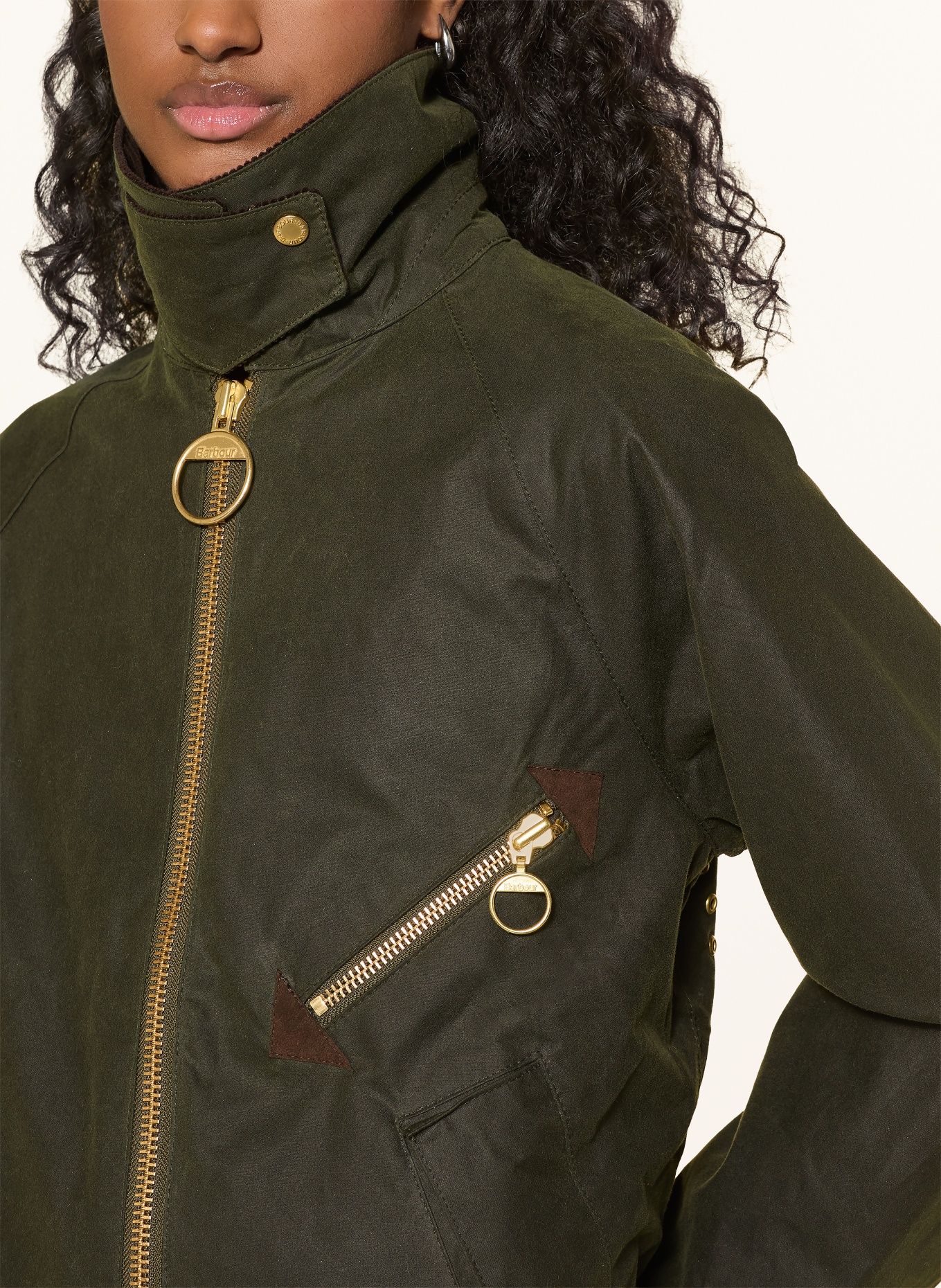 Barbour ARLENE jacket: DARK GREEN / GOLD / DARK BROWN