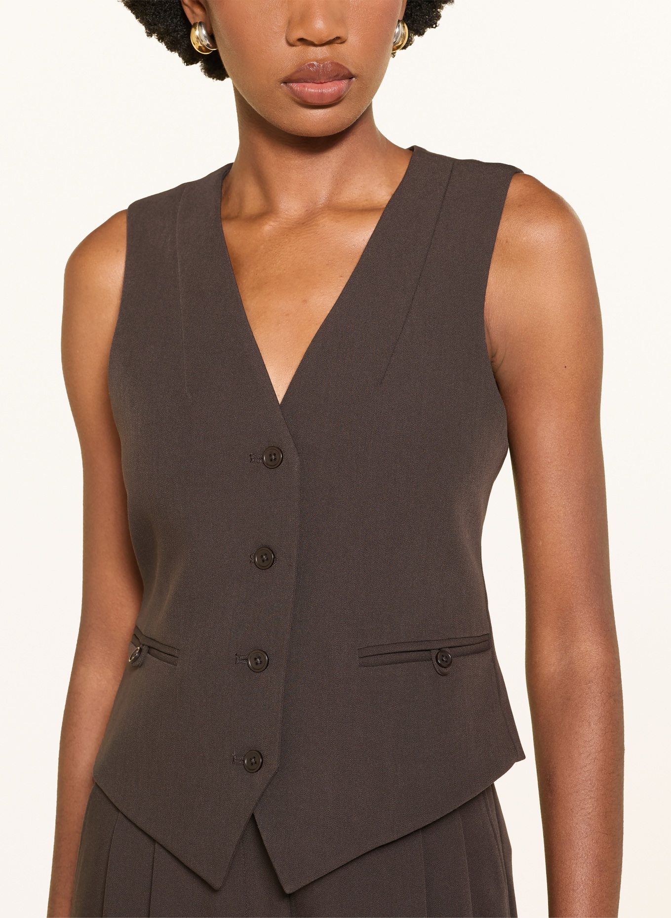 MRS & HUGS Blazer vest: DARK BROWN