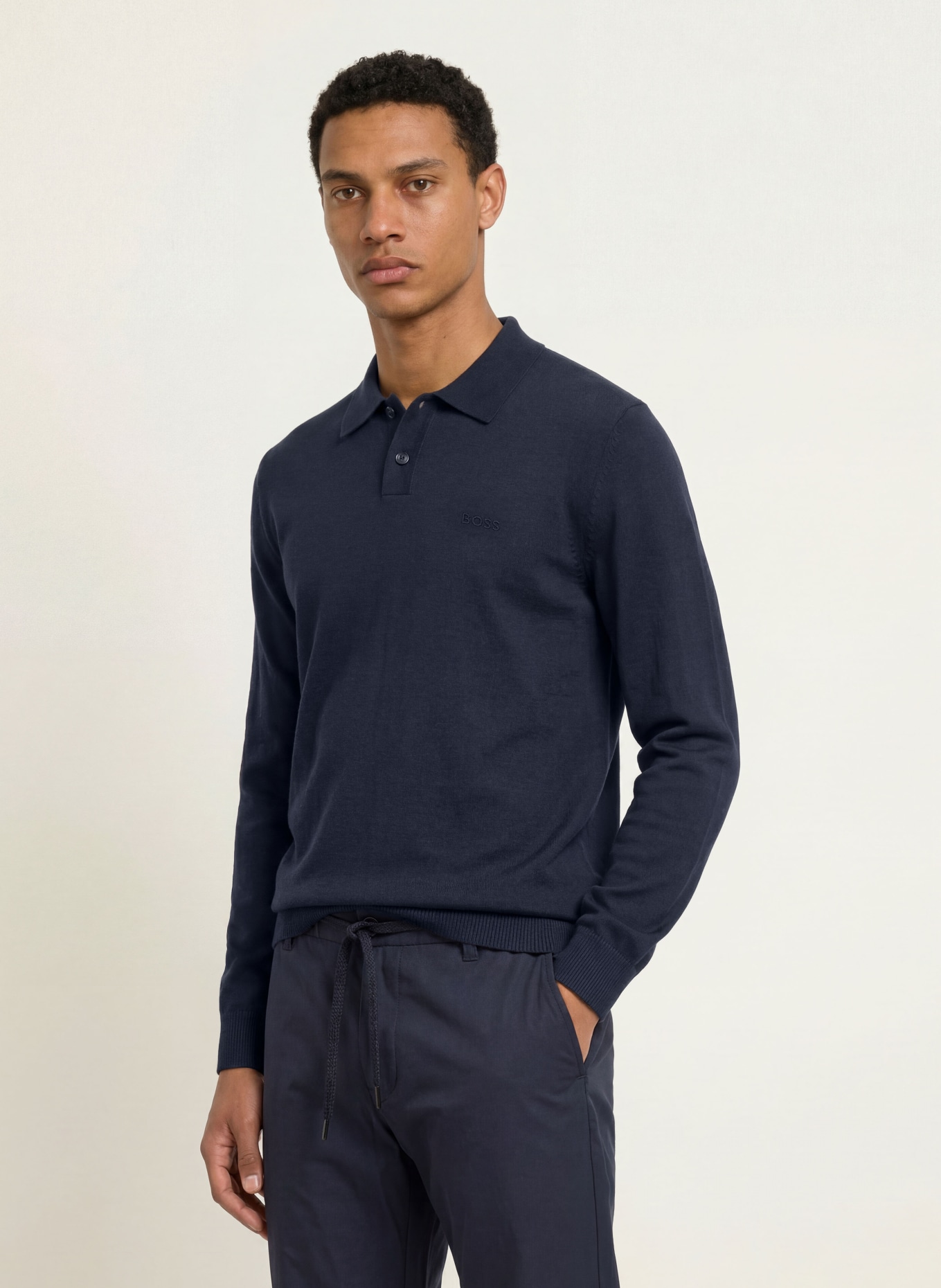 BOSS Knitted polo shirt ASAC: DARK BLUE