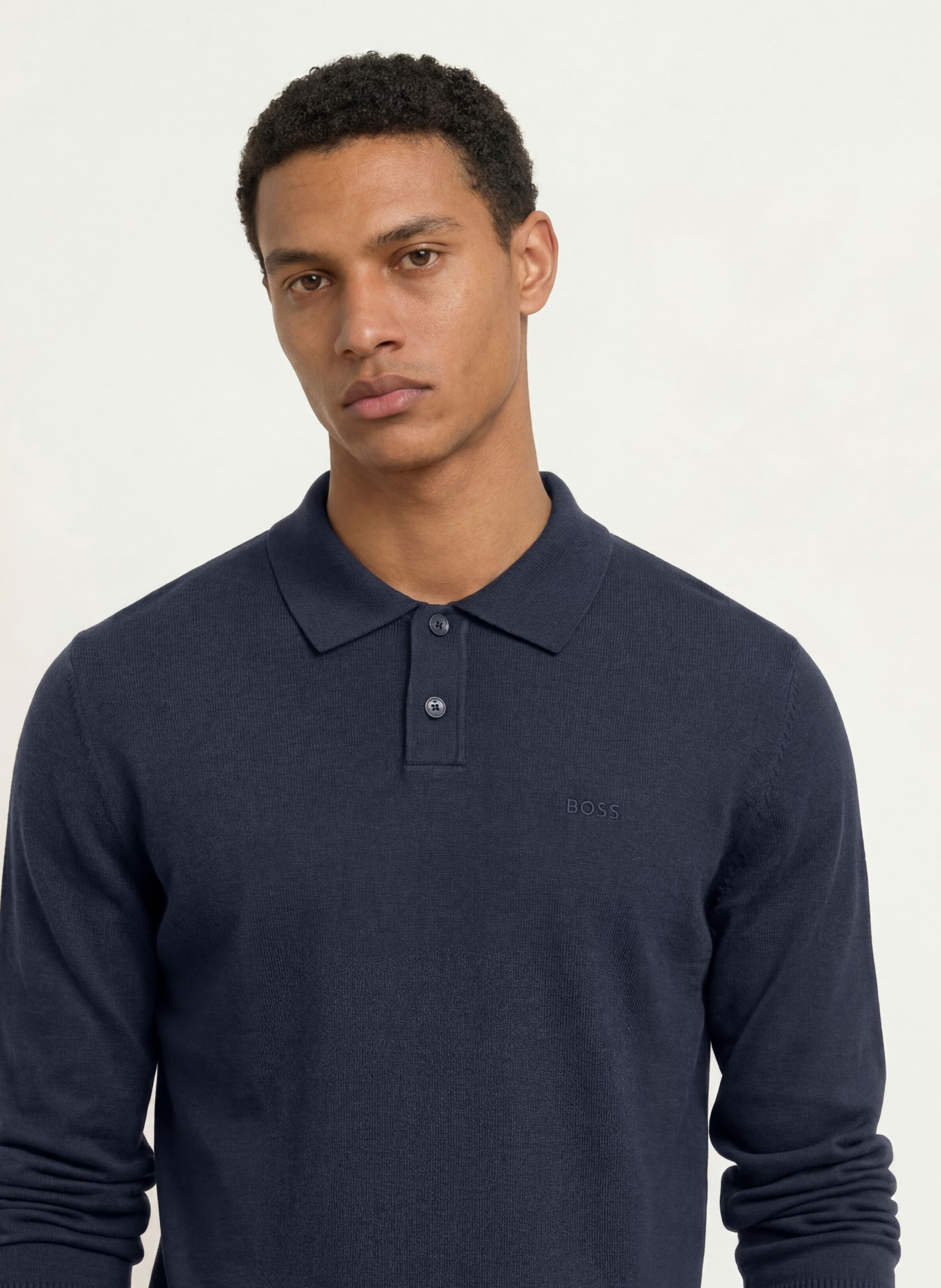 BOSS Knitted polo shirt ASAC: DARK BLUE