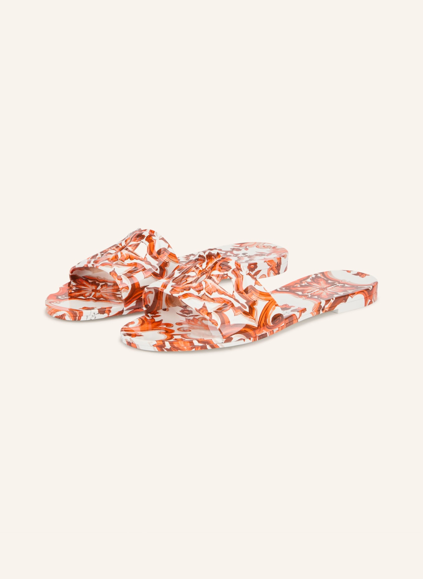 DOLCE & GABBANA Pantoletten: ORANGE / WEISS