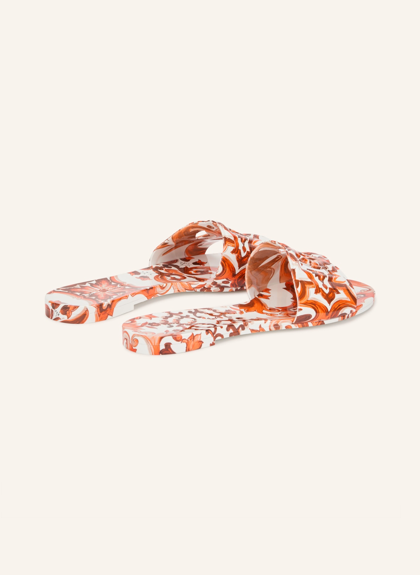 DOLCE & GABBANA Pantoletten: ORANGE / WEISS