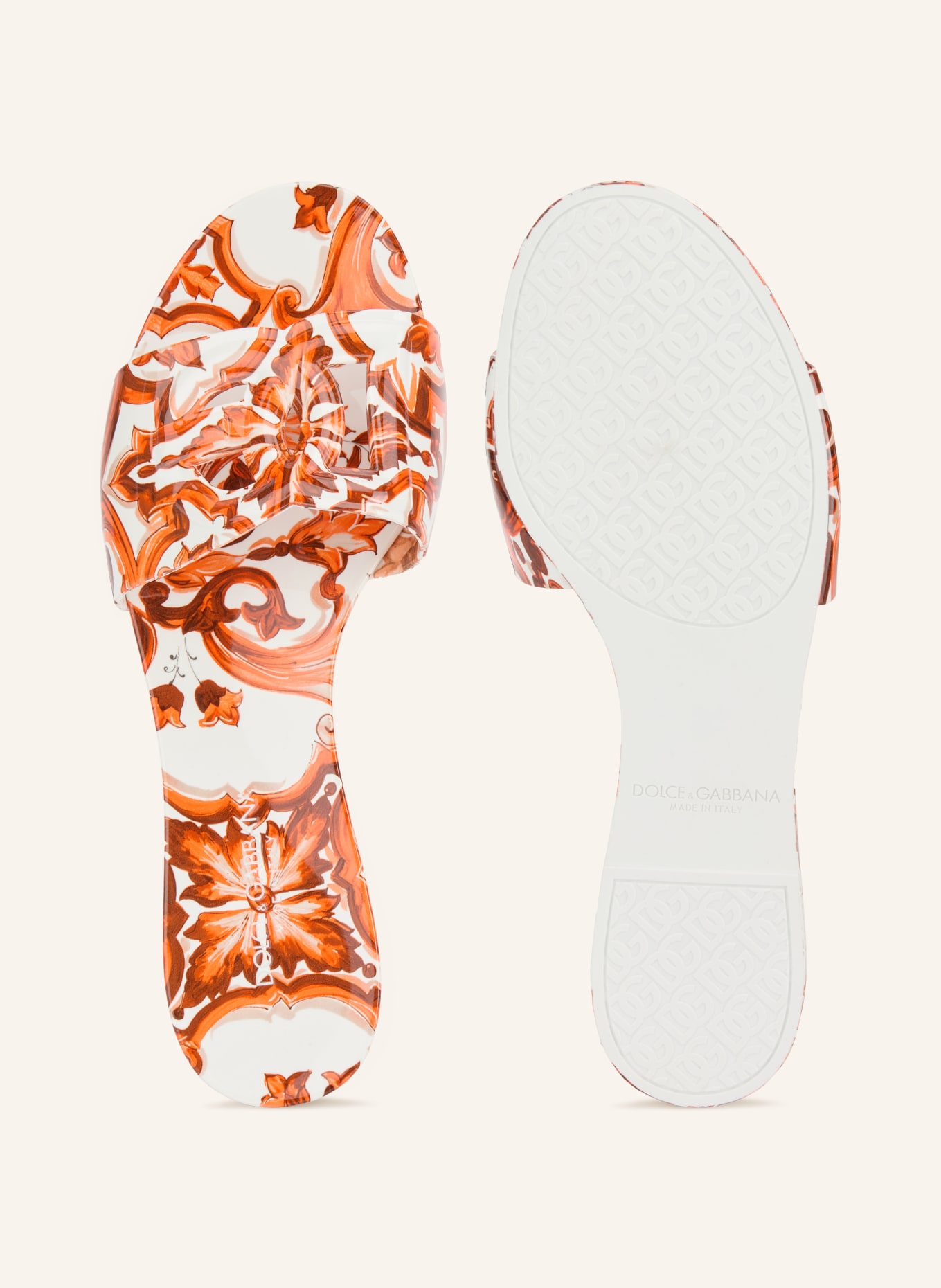 DOLCE & GABBANA Pantoletten: ORANGE / WEISS