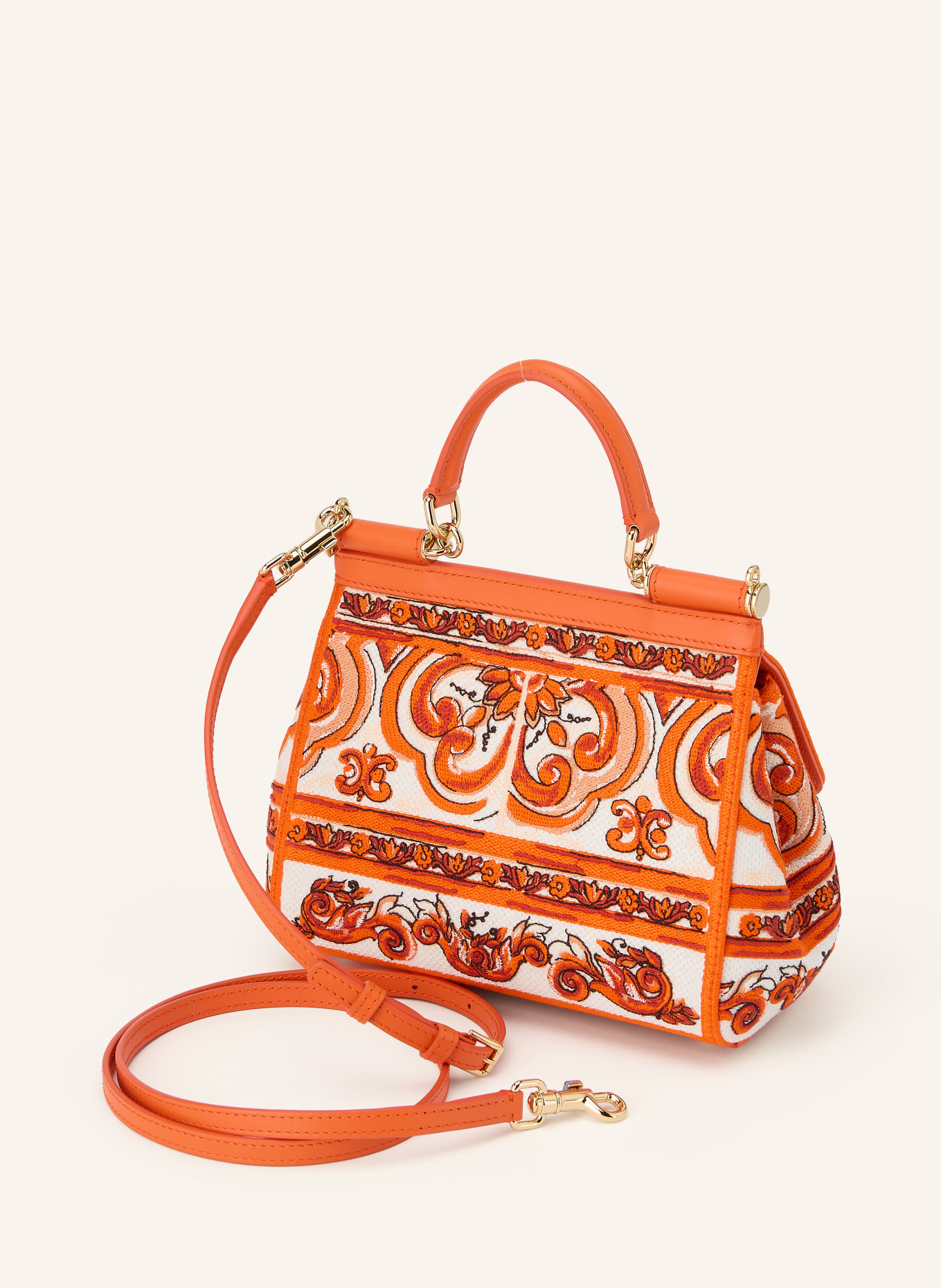 DOLCE & GABBANA Handtasche SICILY SMALL: ORANGE / WEISS
