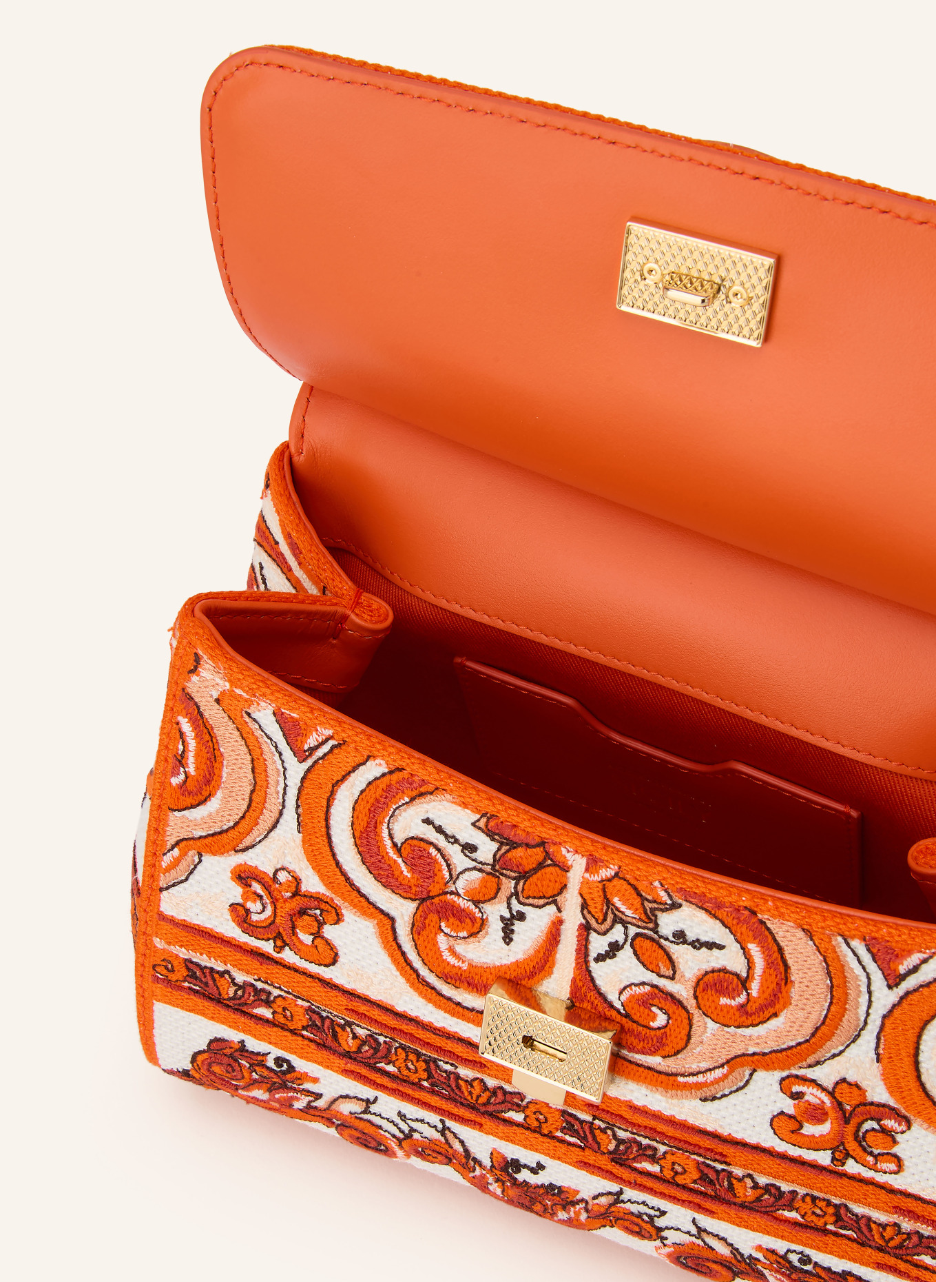 DOLCE & GABBANA Handtasche SICILY SMALL: ORANGE / WEISS