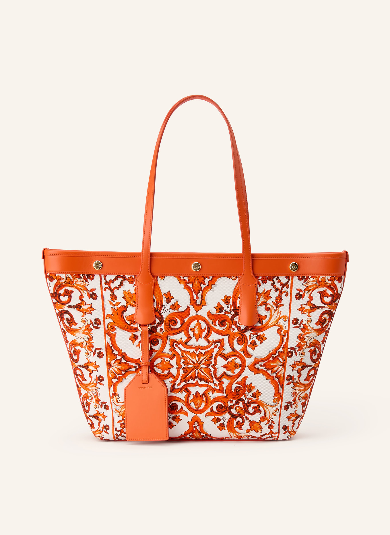 DOLCE & GABBANA Shopper ATENE with pouch: ORANGE / ECRU