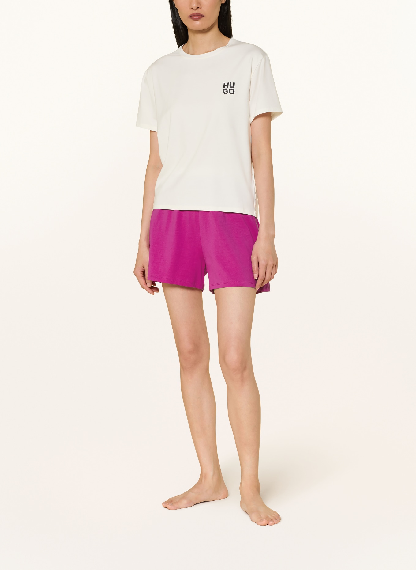 HUGO Schlafshorts HUGO ID: PINK / WEISS
