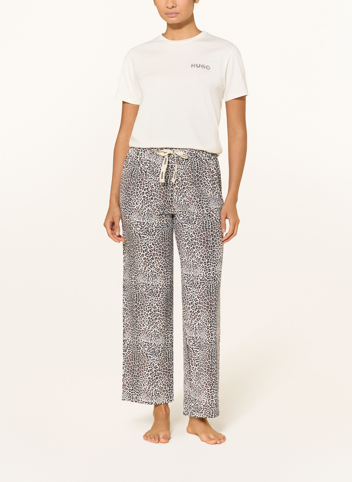 HUGO Slaapbroek CASUAL: WIT / BRUIN / ZWART