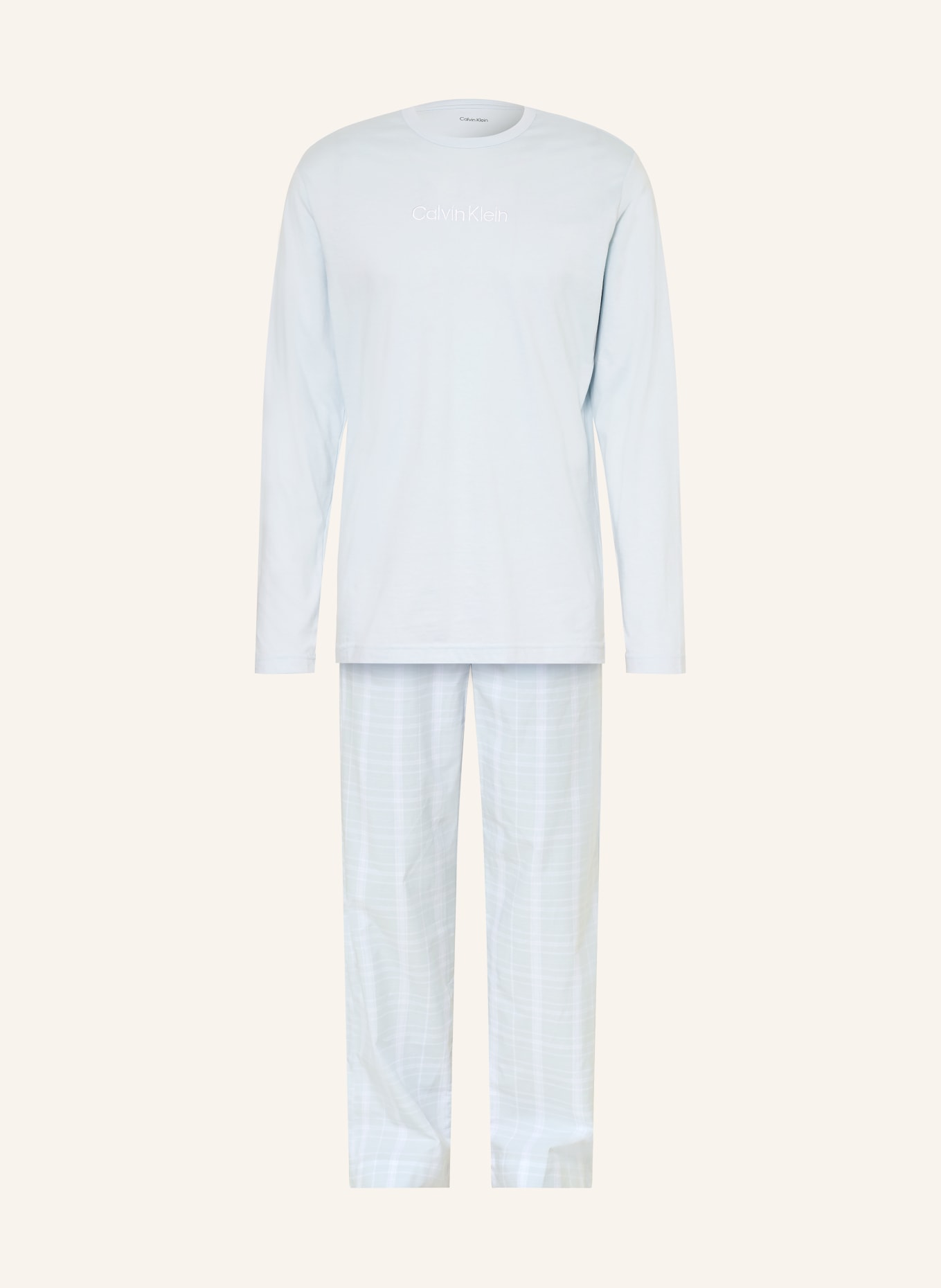 Calvin Klein Schlafanzug COTTON POPLIN: HELLBLAU / WEISS