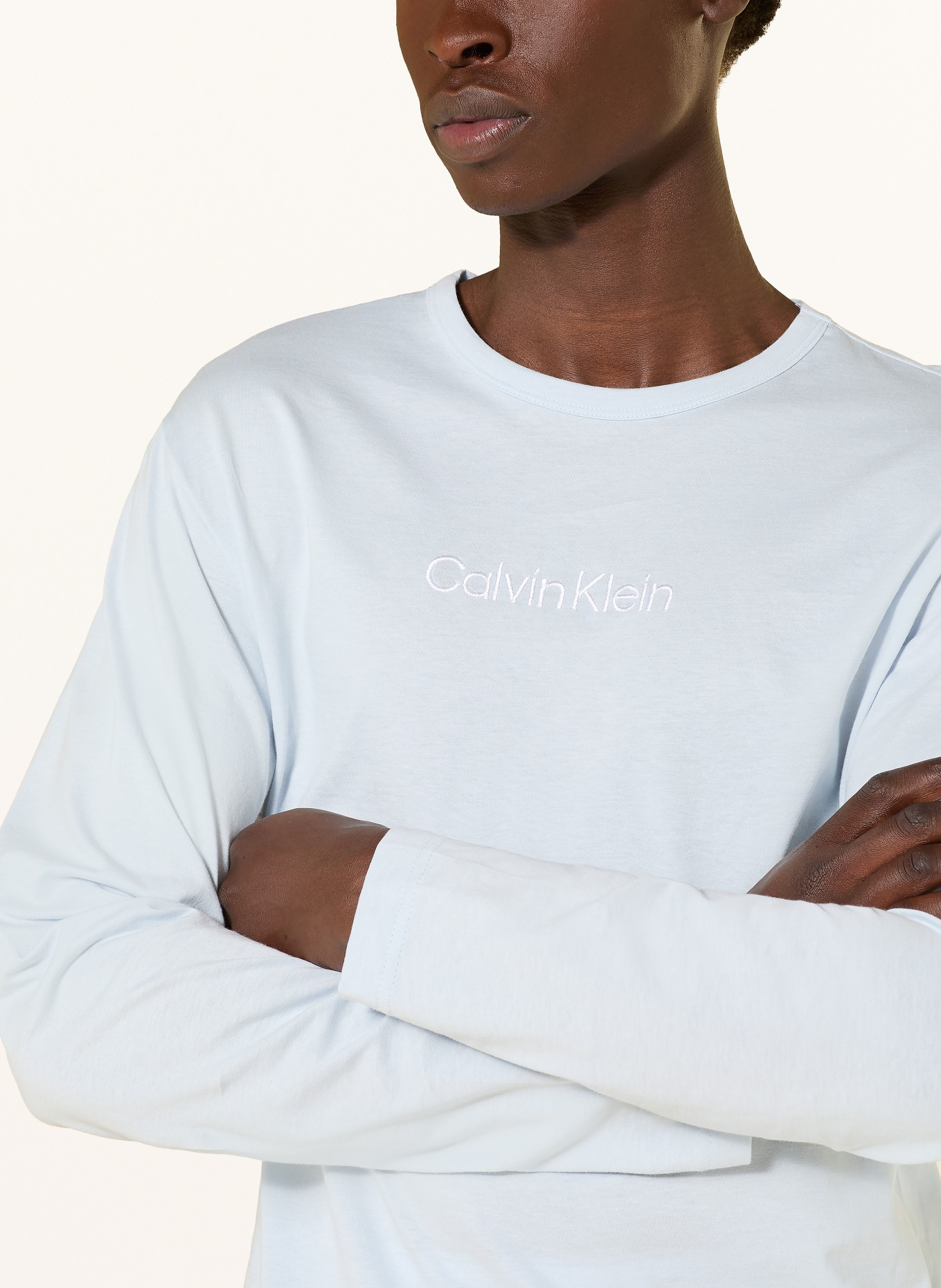Calvin Klein Schlafanzug COTTON POPLIN: HELLBLAU / WEISS