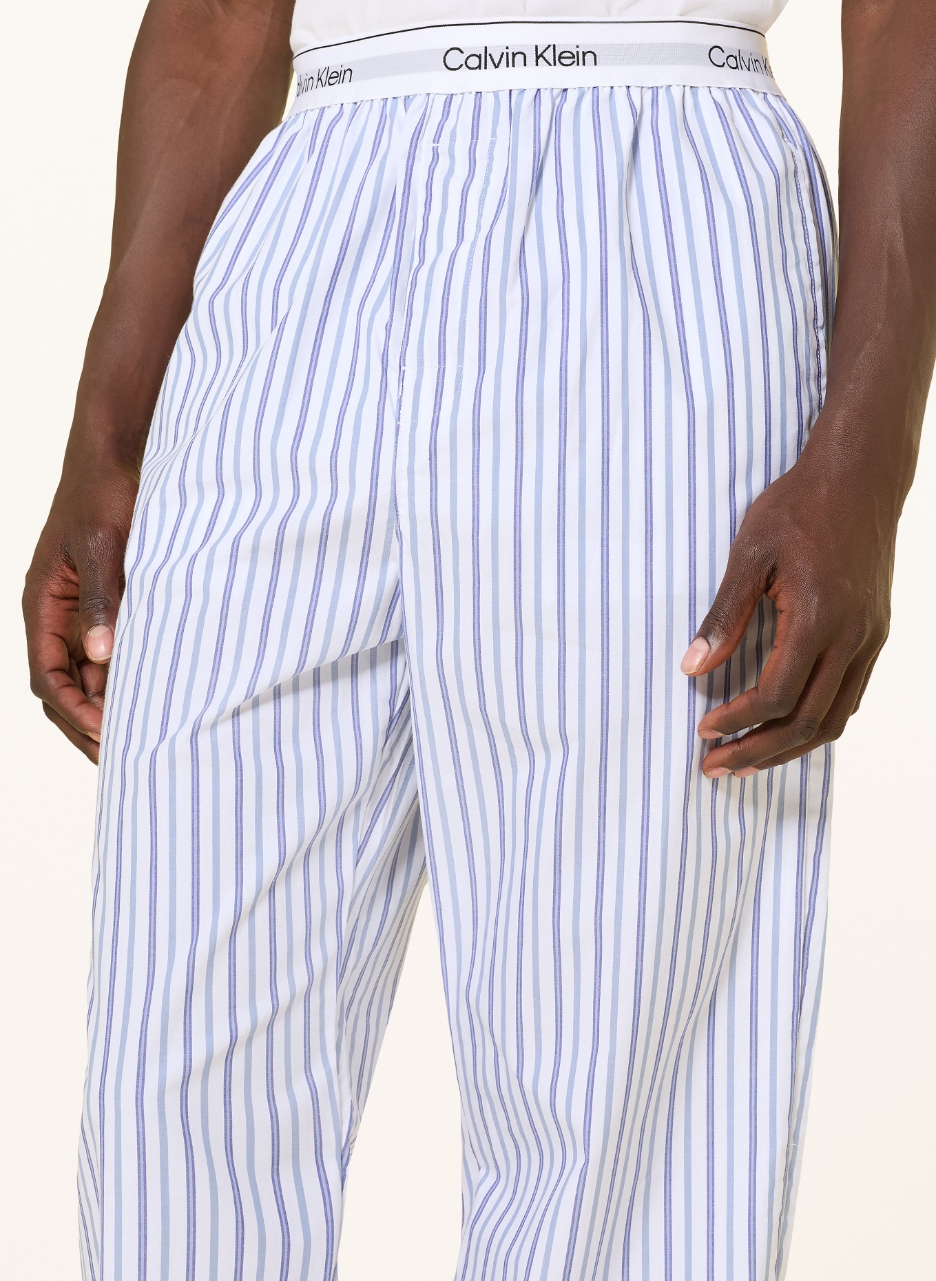 Calvin Klein Pajama pants COTTON POPLIN: WHITE / LIGHT BLUE / BLUE