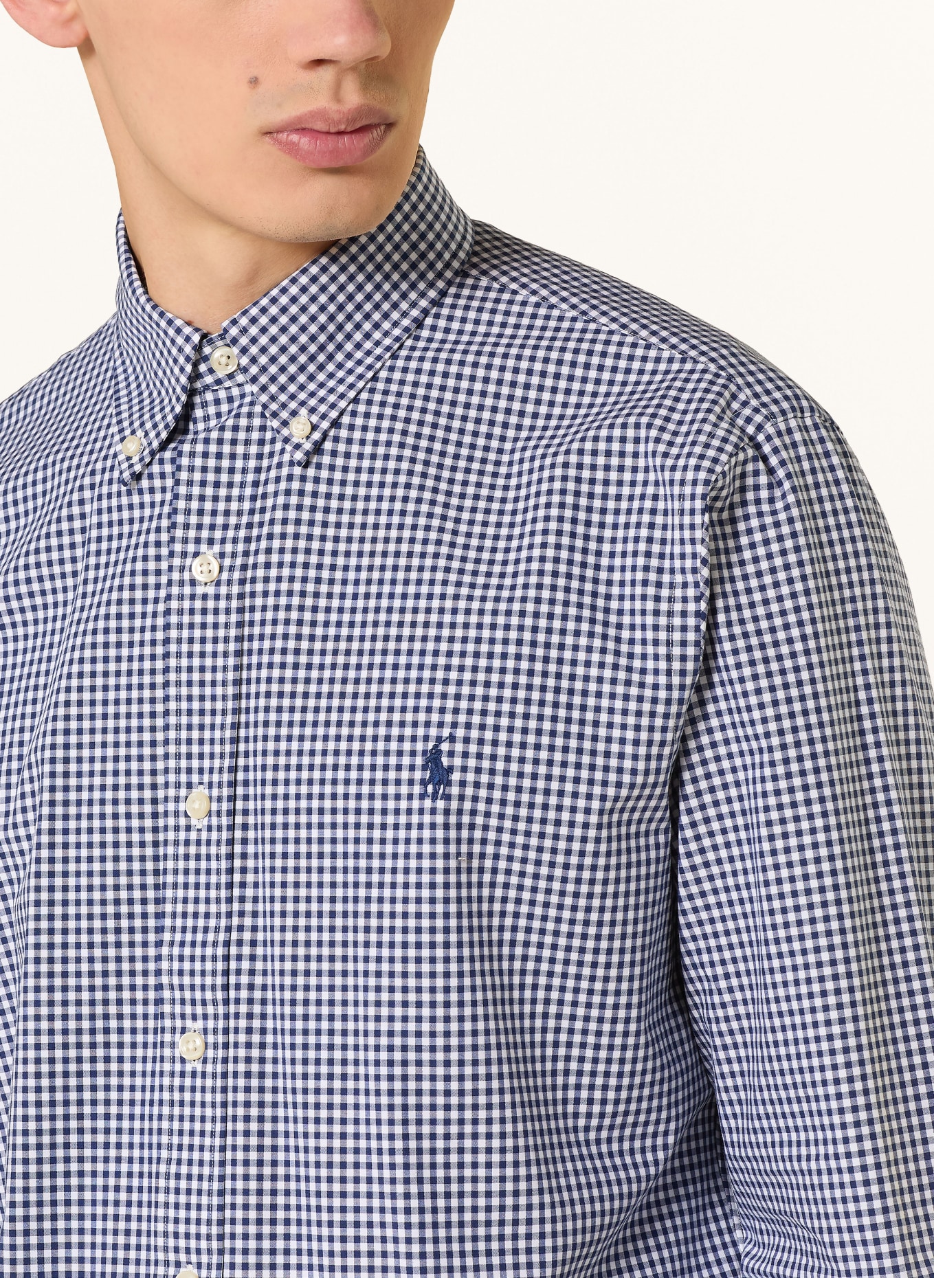 POLO RALPH LAUREN Chemise Custom Fit: BLEU FONCÉ / BLANC