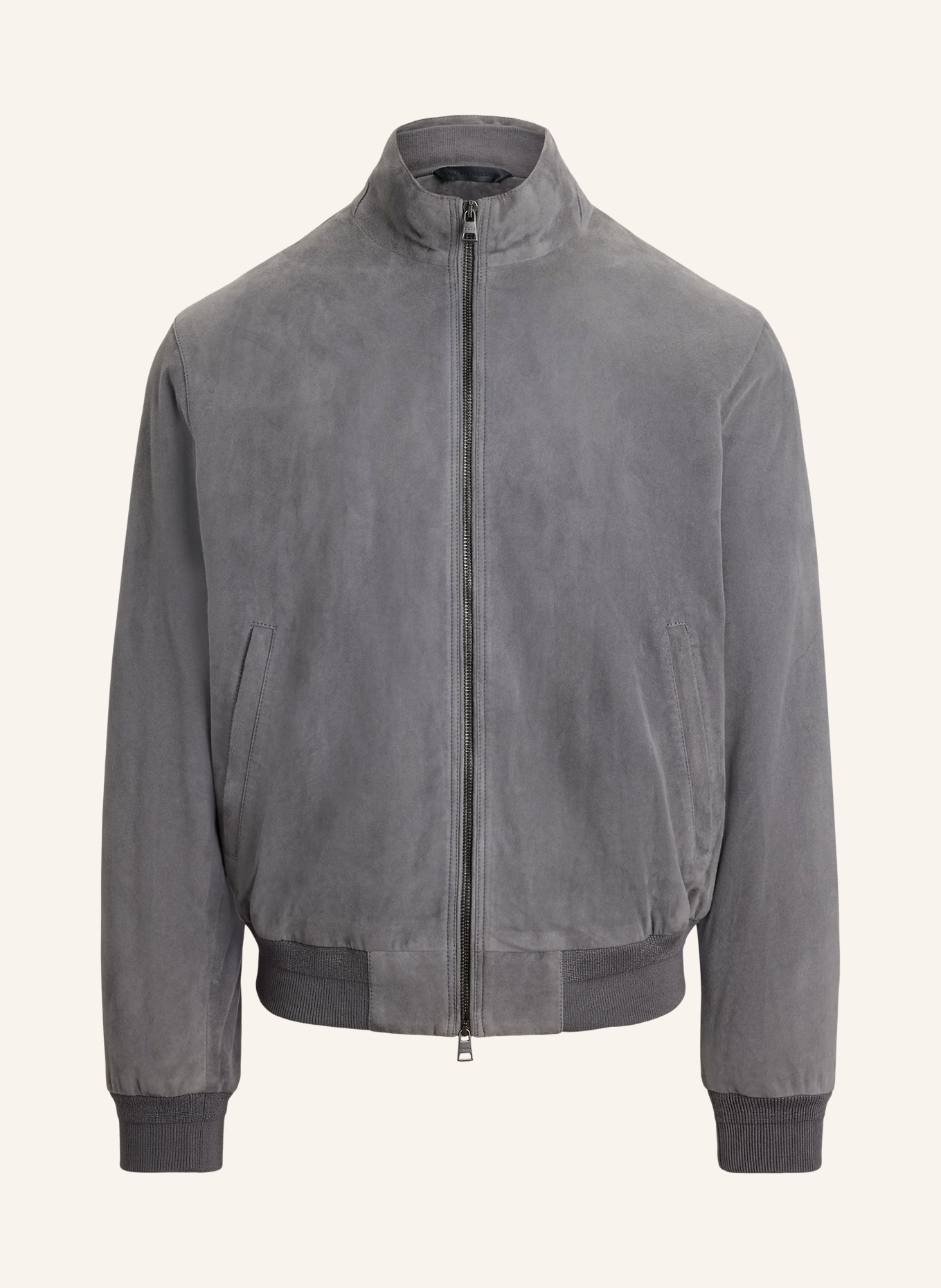 POLO RALPH LAUREN Leather bomber jacket: DARK GRAY