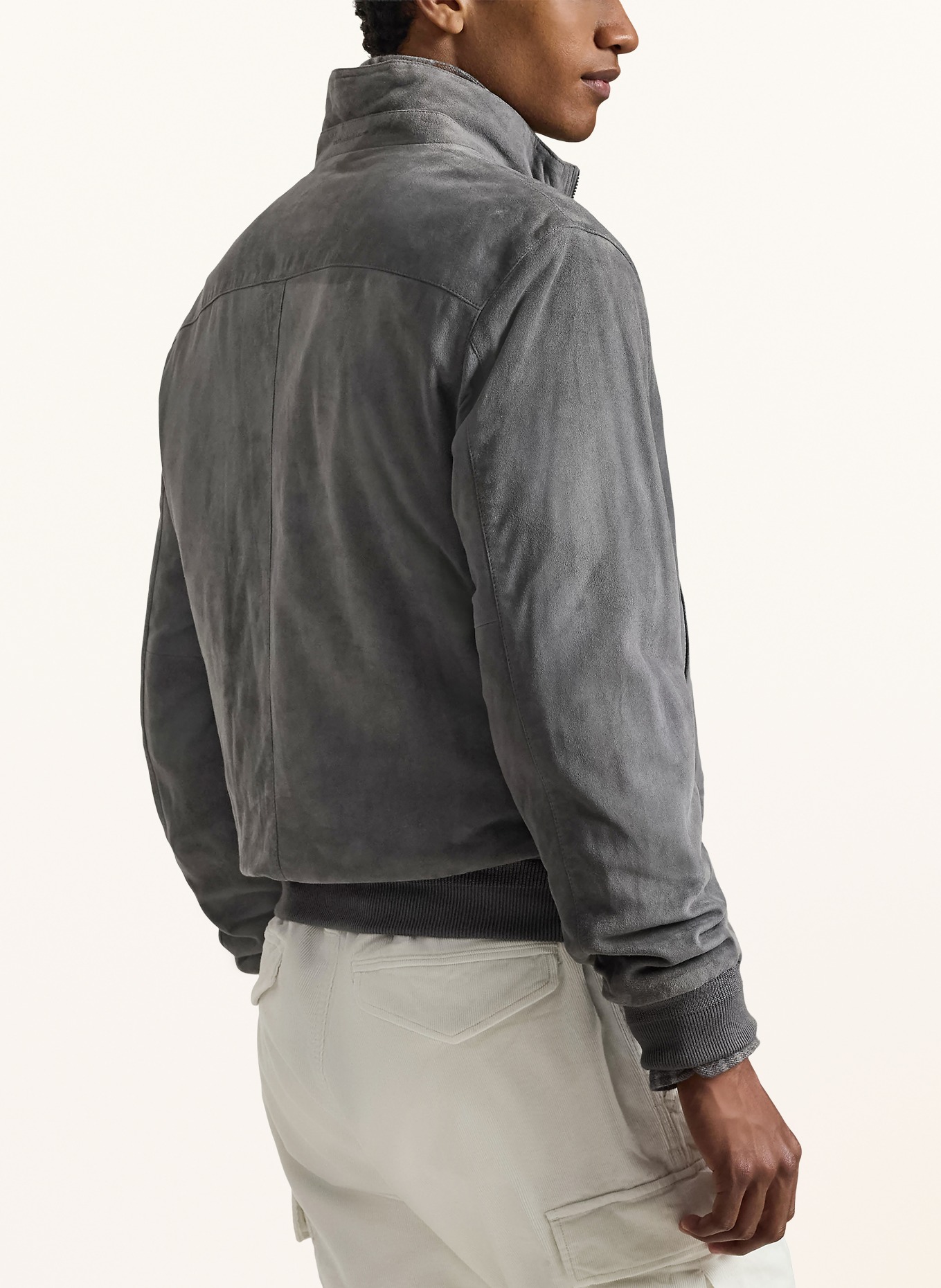 POLO RALPH LAUREN Leather bomber jacket: DARK GRAY