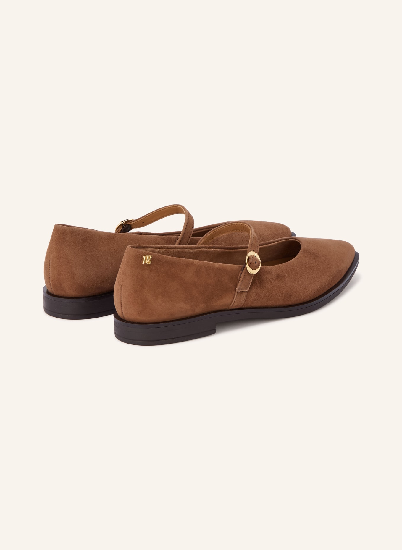 paul green Mary-Jane-Ballerinas: BRAUN / GOLD