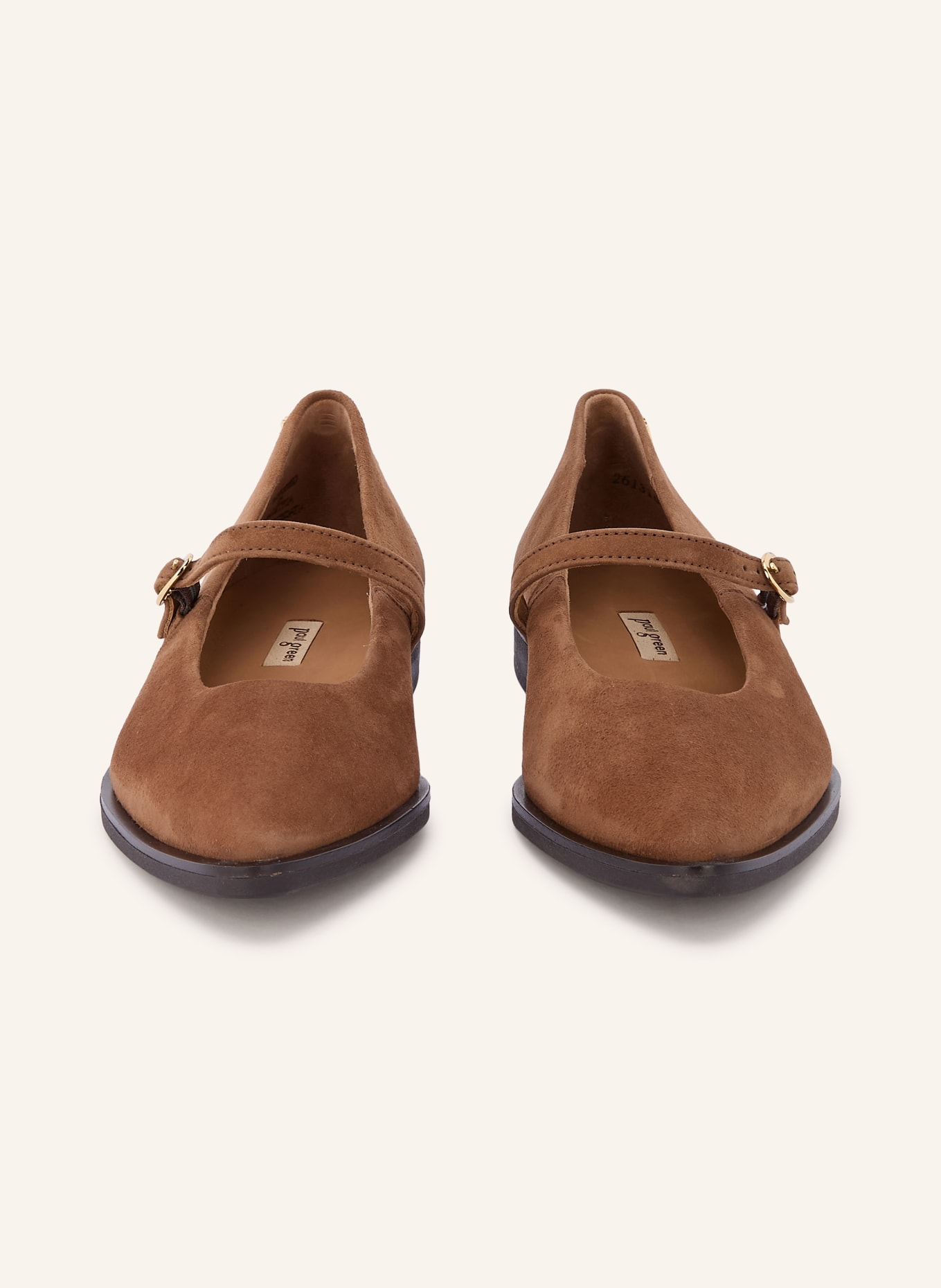 paul green Mary-Jane-Ballerinas: BRAUN / GOLD