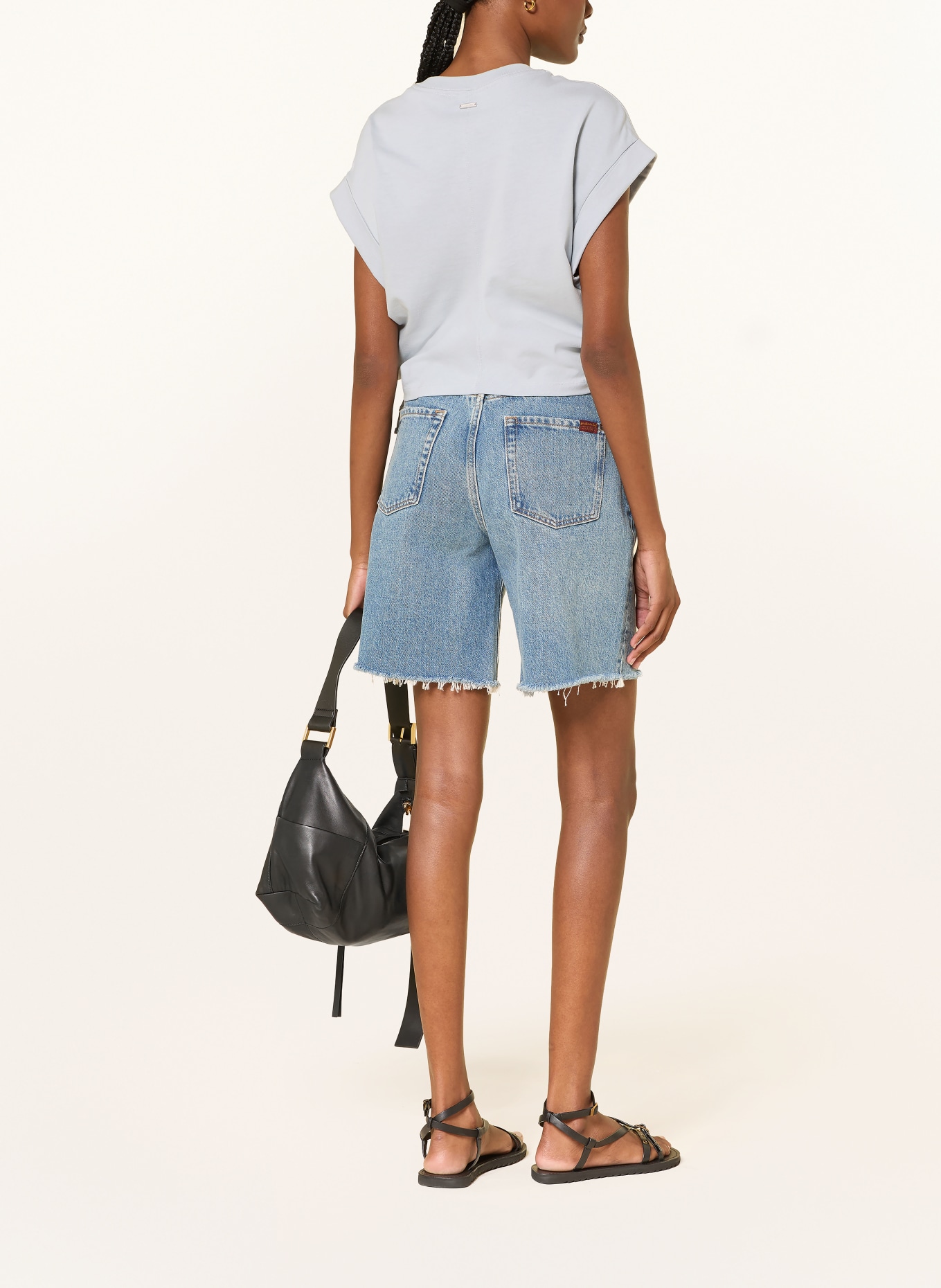 ALLSAINTS T-Shirt MIRA im Materialmix: HELLBLAU